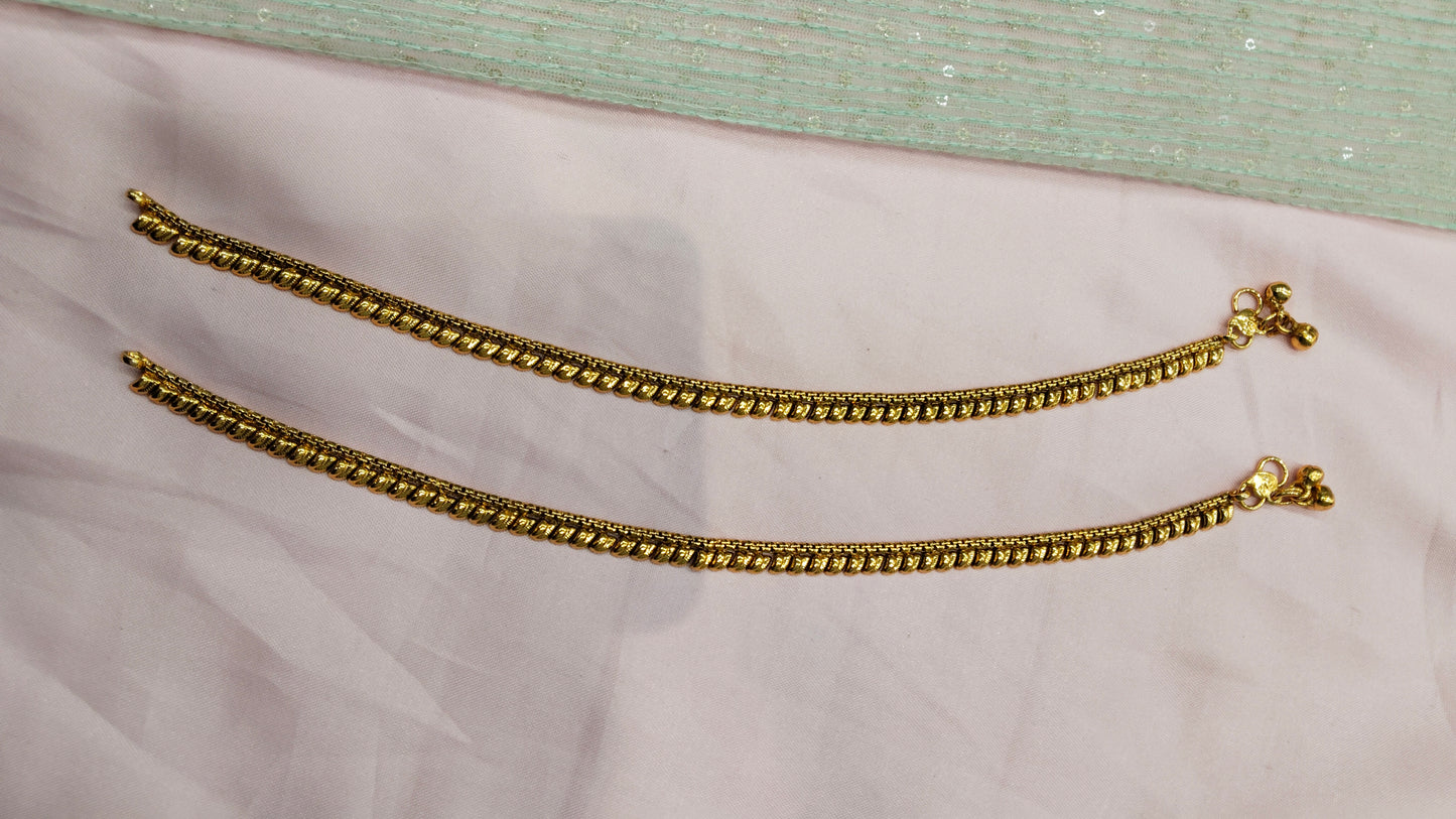 Gold Polki Anklets Jhanjar Payal Indian Jewellery Prince Set