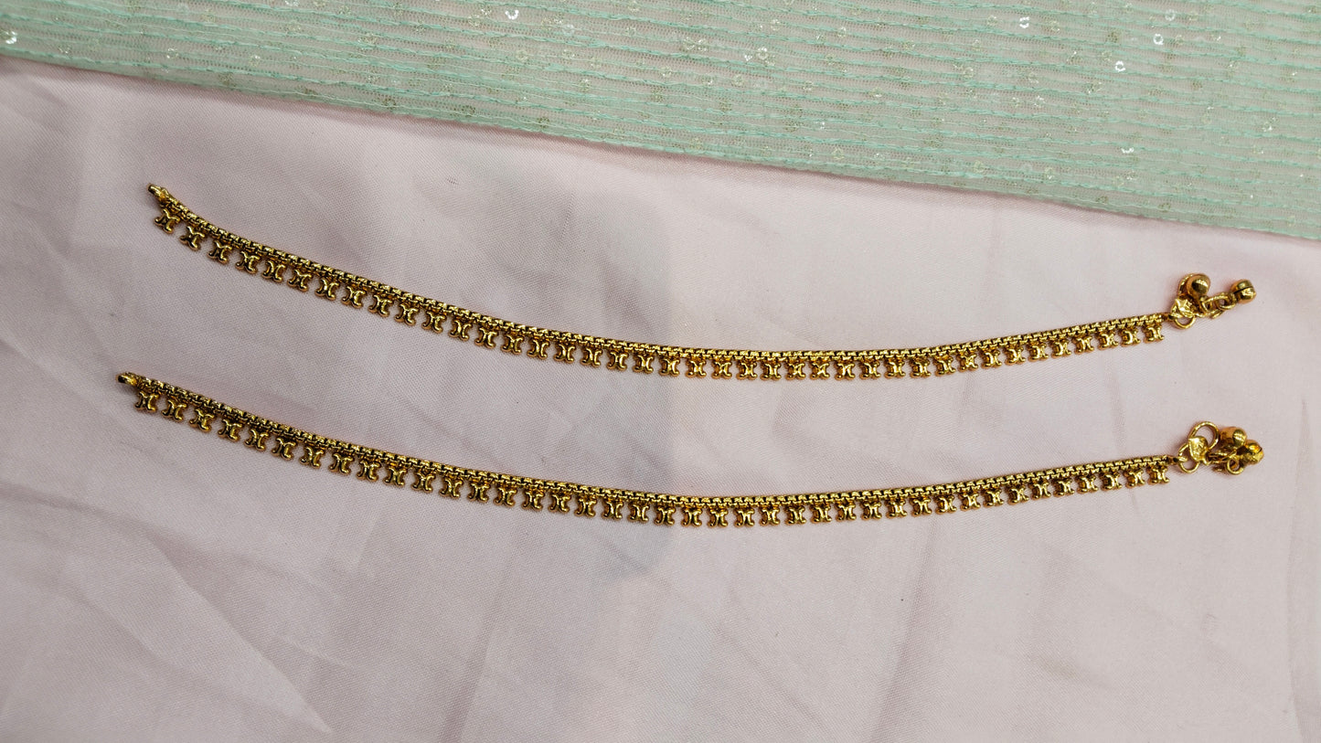 Gold Polki Anklets Jhanjar Payal Indian Jewellery Prince Set