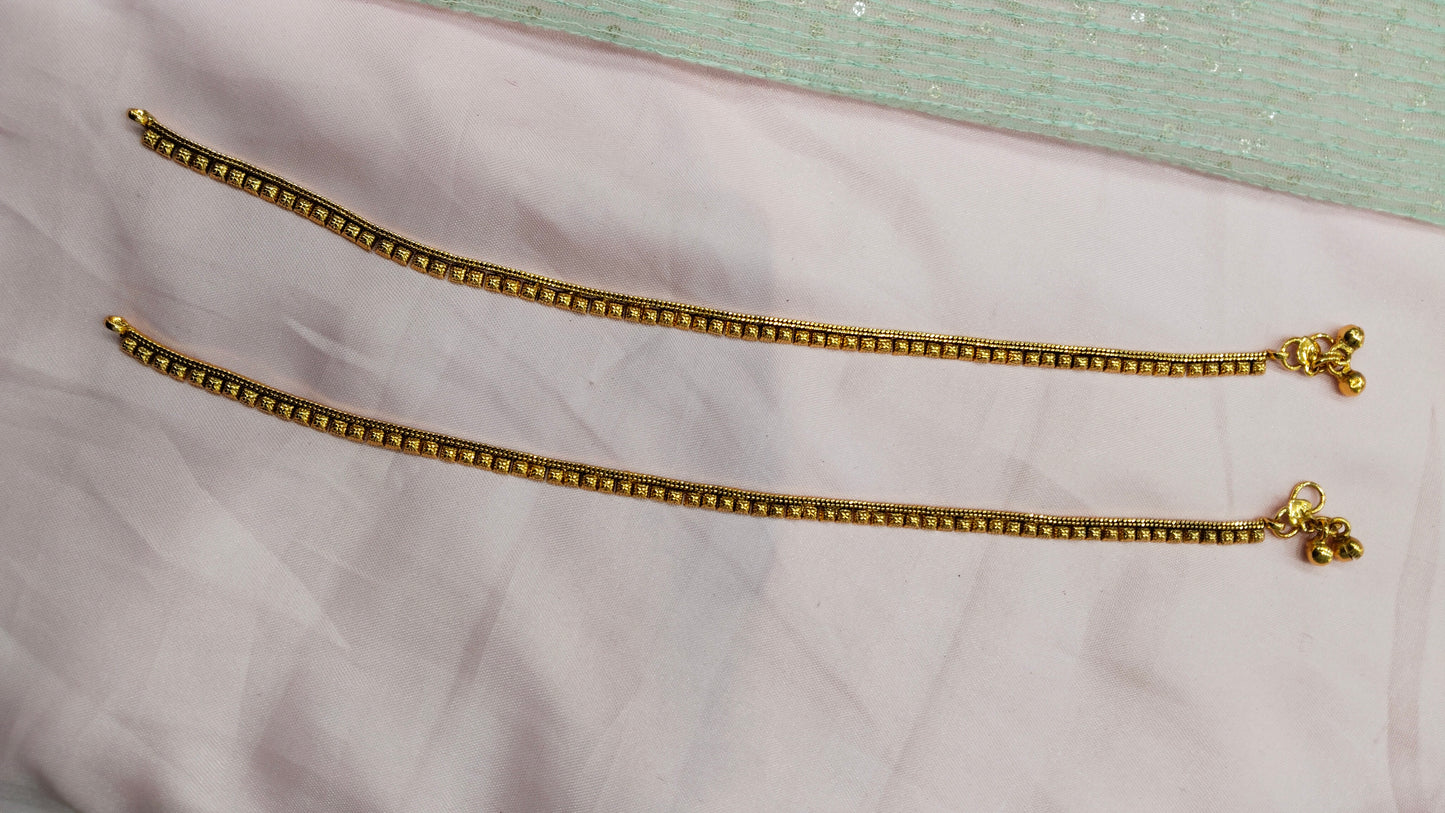 Gold Polki Anklets Jhanjar Payal Indian Jewellery Prince Set