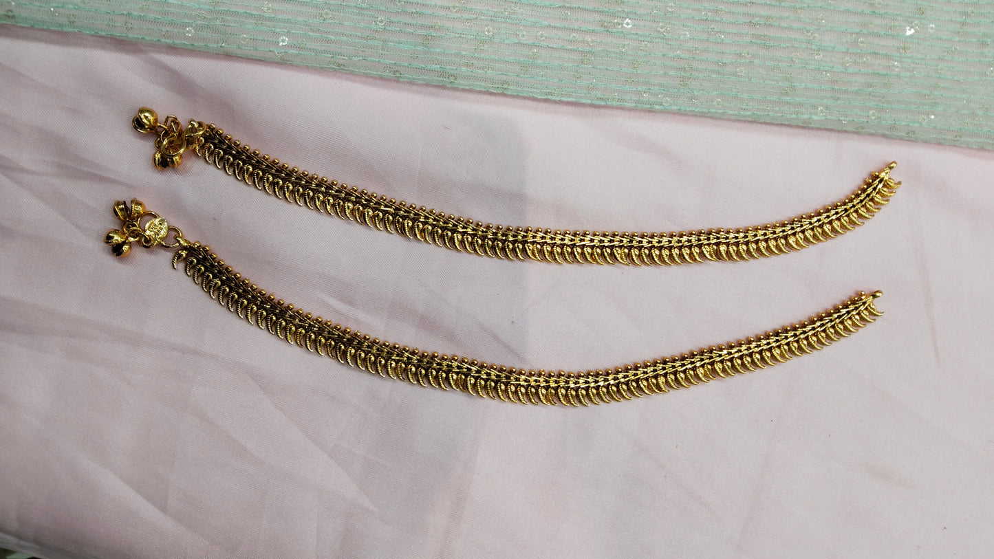 Gold Polki Anklets Jhanjar Payal Indian Jewellery Prince Set