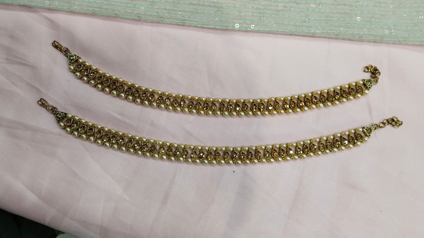 Antique Gold Anklets Jhanjar Payal Indian Jewellery Prince Set