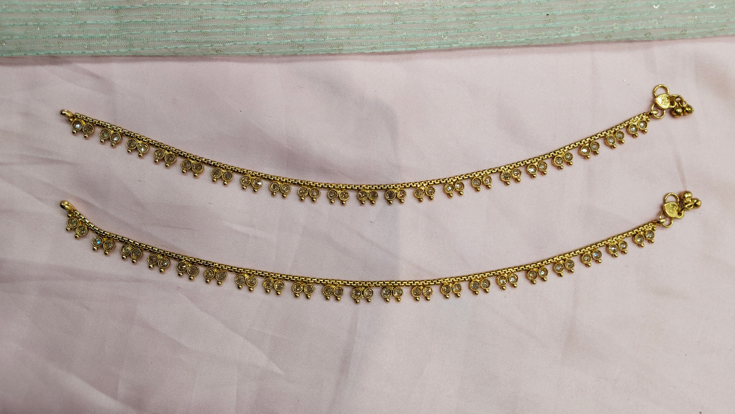 Gold Polki Anklets Jhanjar Payal Indian Jewellery Prince Set