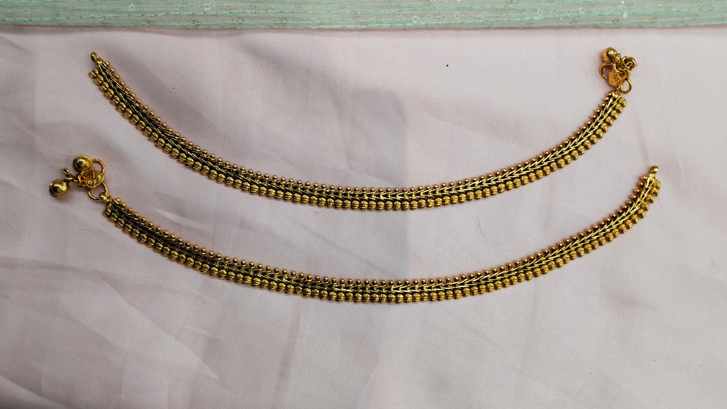 Gold Polki Anklets Jhanjar Payal Indian Jewellery Prince Set