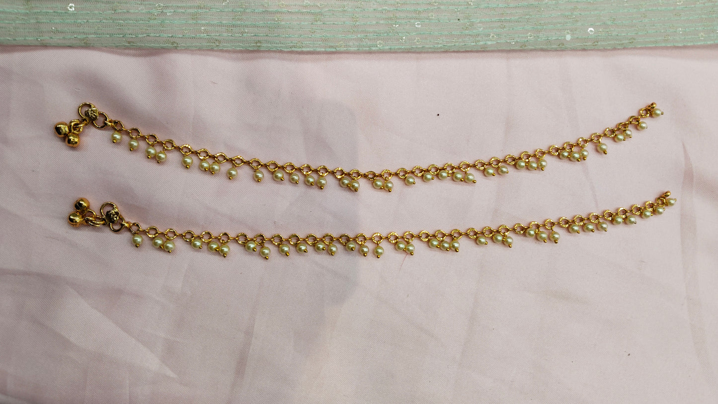 Gold Polki Anklets Jhanjar Payal Indian Jewellery Prince Set