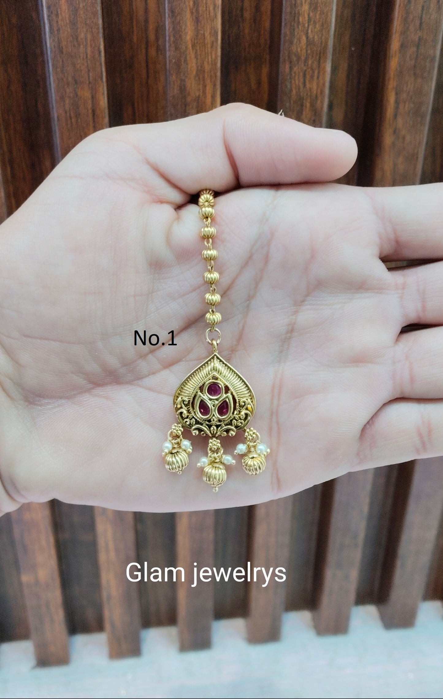 Gold polki Tikka Jewellery Headpiece Gurpiar Set