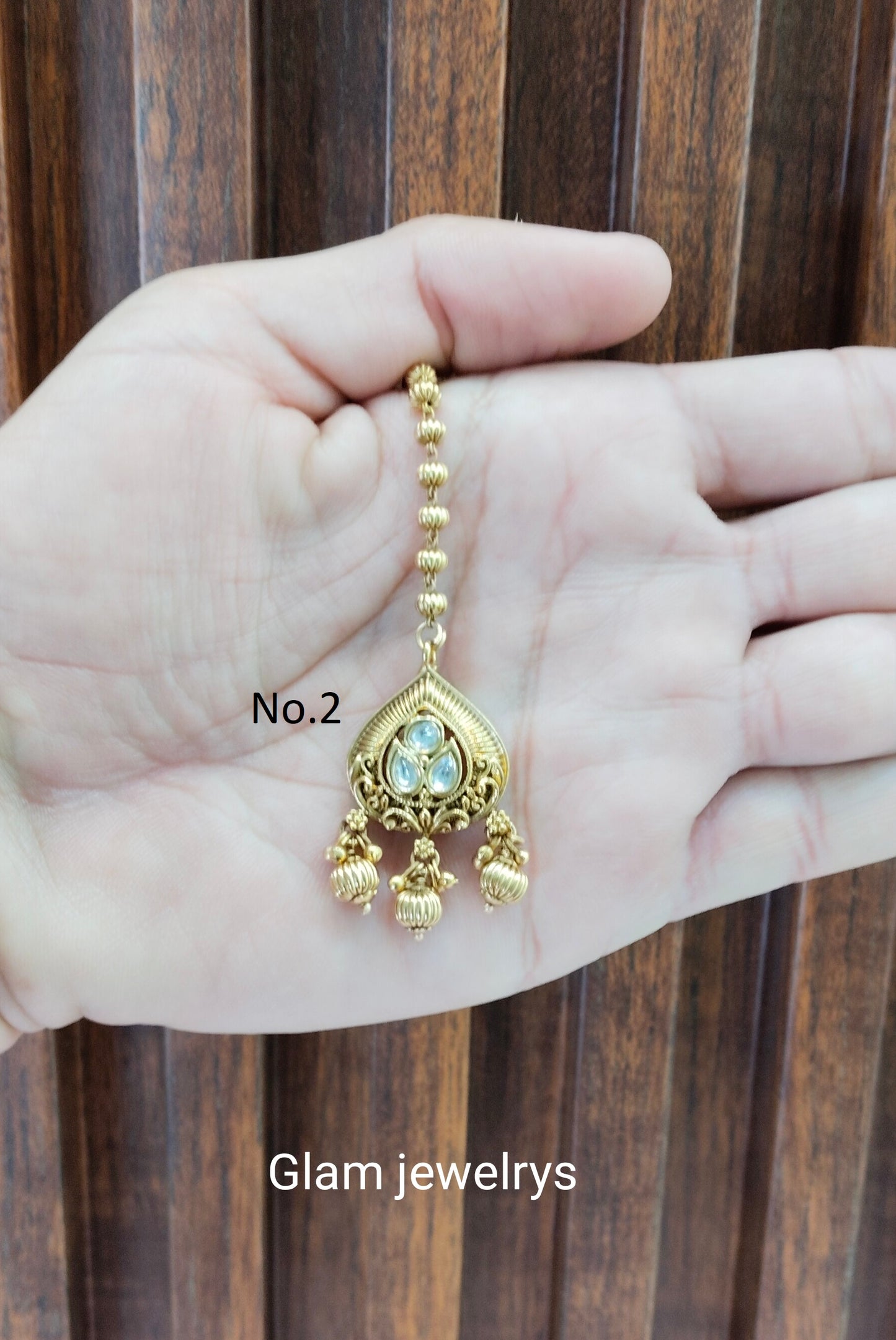 Gold polki Tikka Jewellery Headpiece Gurpiar Set