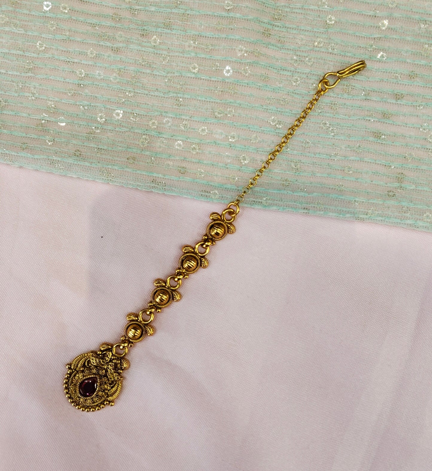 Gold polki Tikka Jewellery Headpiece Gurpiar Set