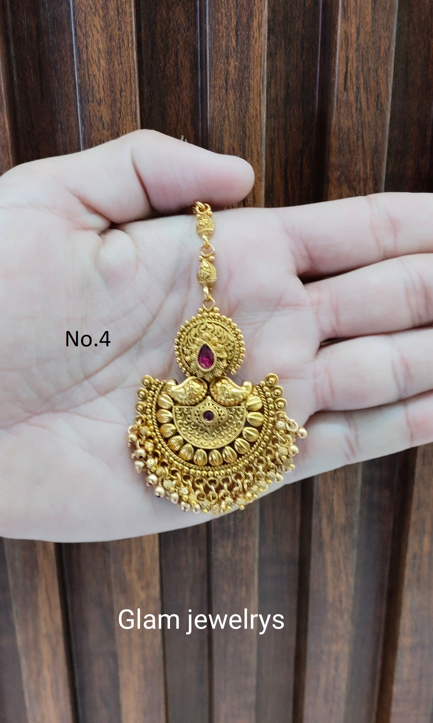 Gold polki Tikka Jewellery Headpiece Gurpiar Set