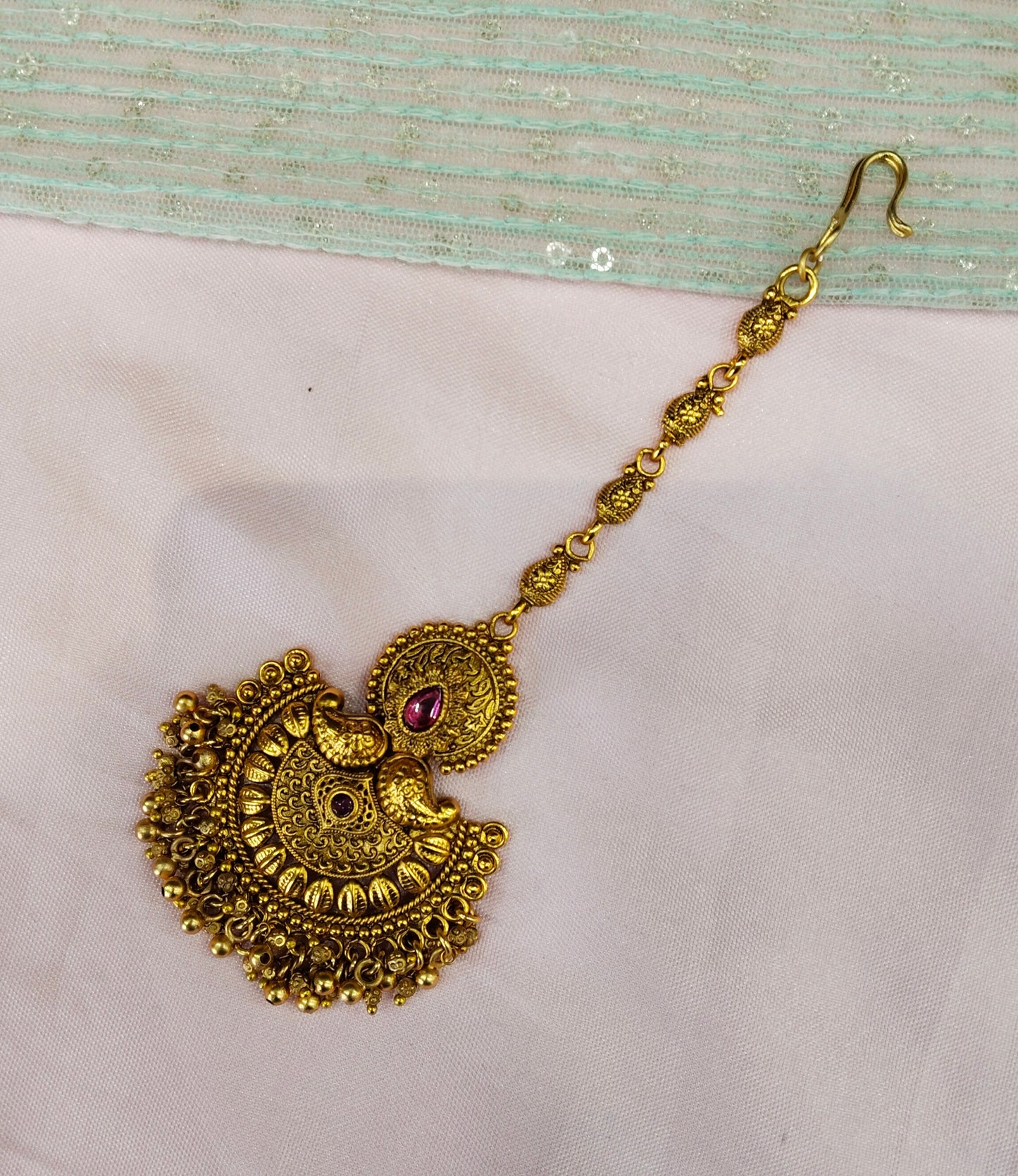 Gold polki Tikka Jewellery Headpiece Gurpiar Set