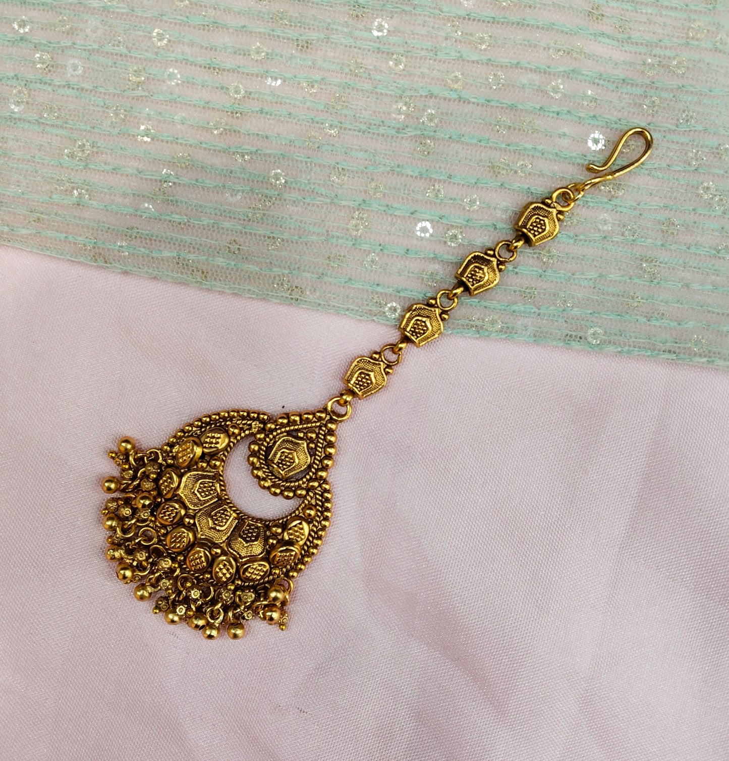 Gold polki Tikka Jewellery Headpiece Gurpiar Set