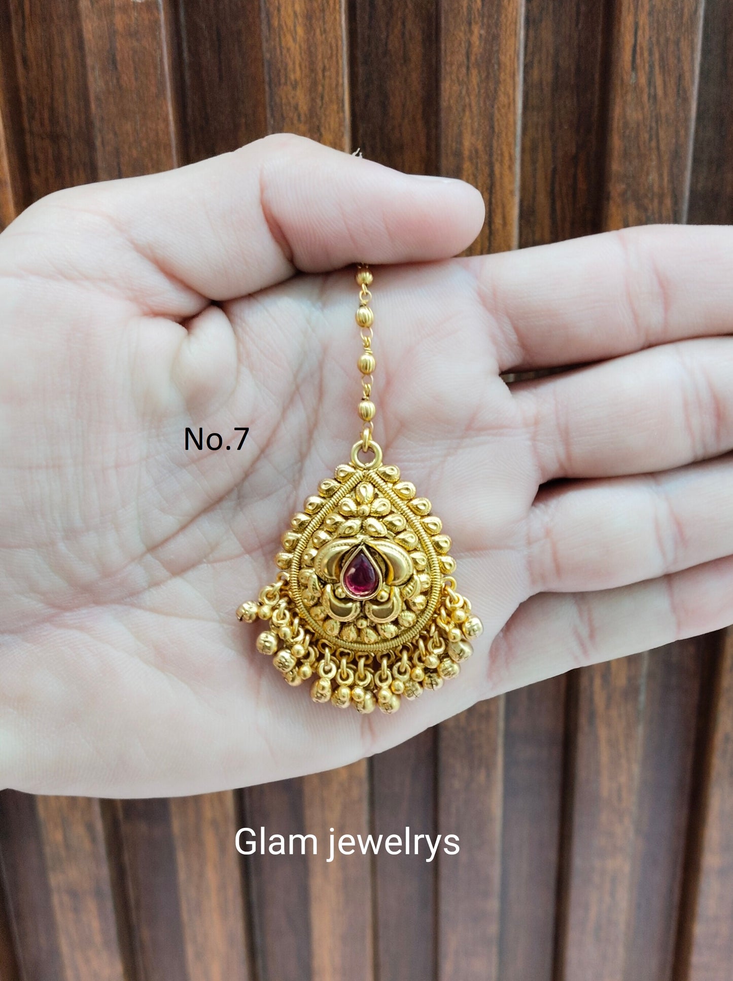 Gold polki Tikka Jewellery Headpiece Gurpiar Set