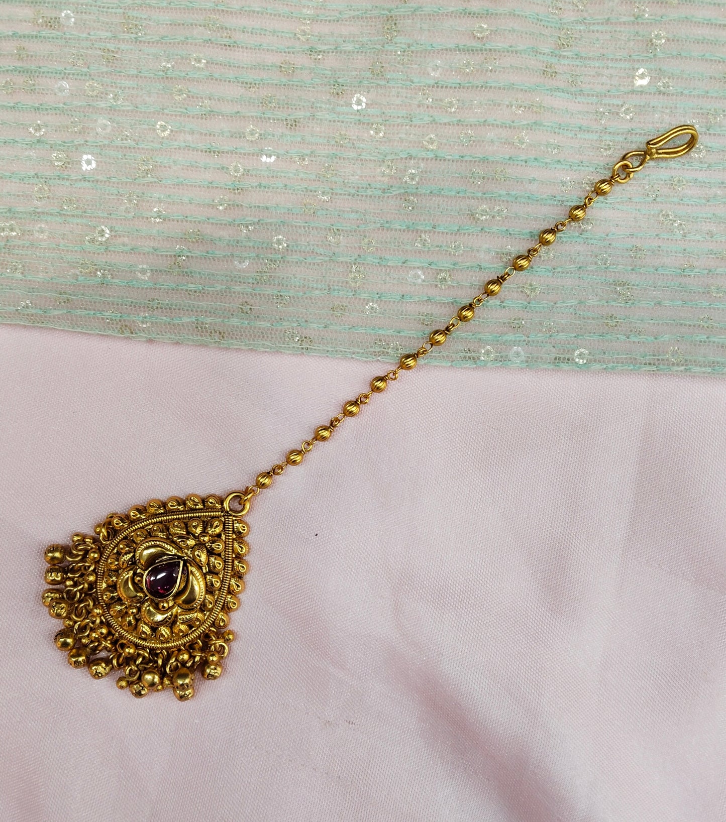 Gold polki Tikka Jewellery Headpiece Gurpiar Set