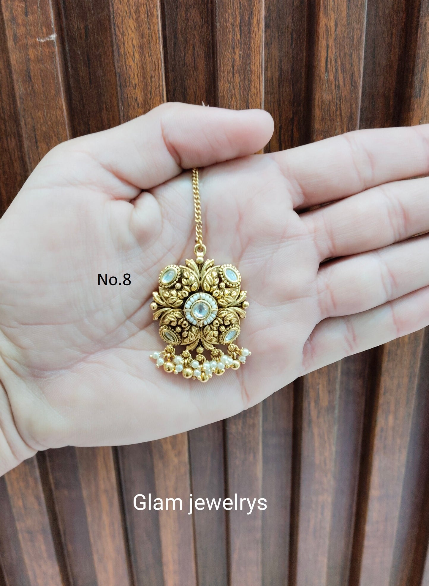 Gold polki Tikka Jewellery Headpiece Gurpiar Set