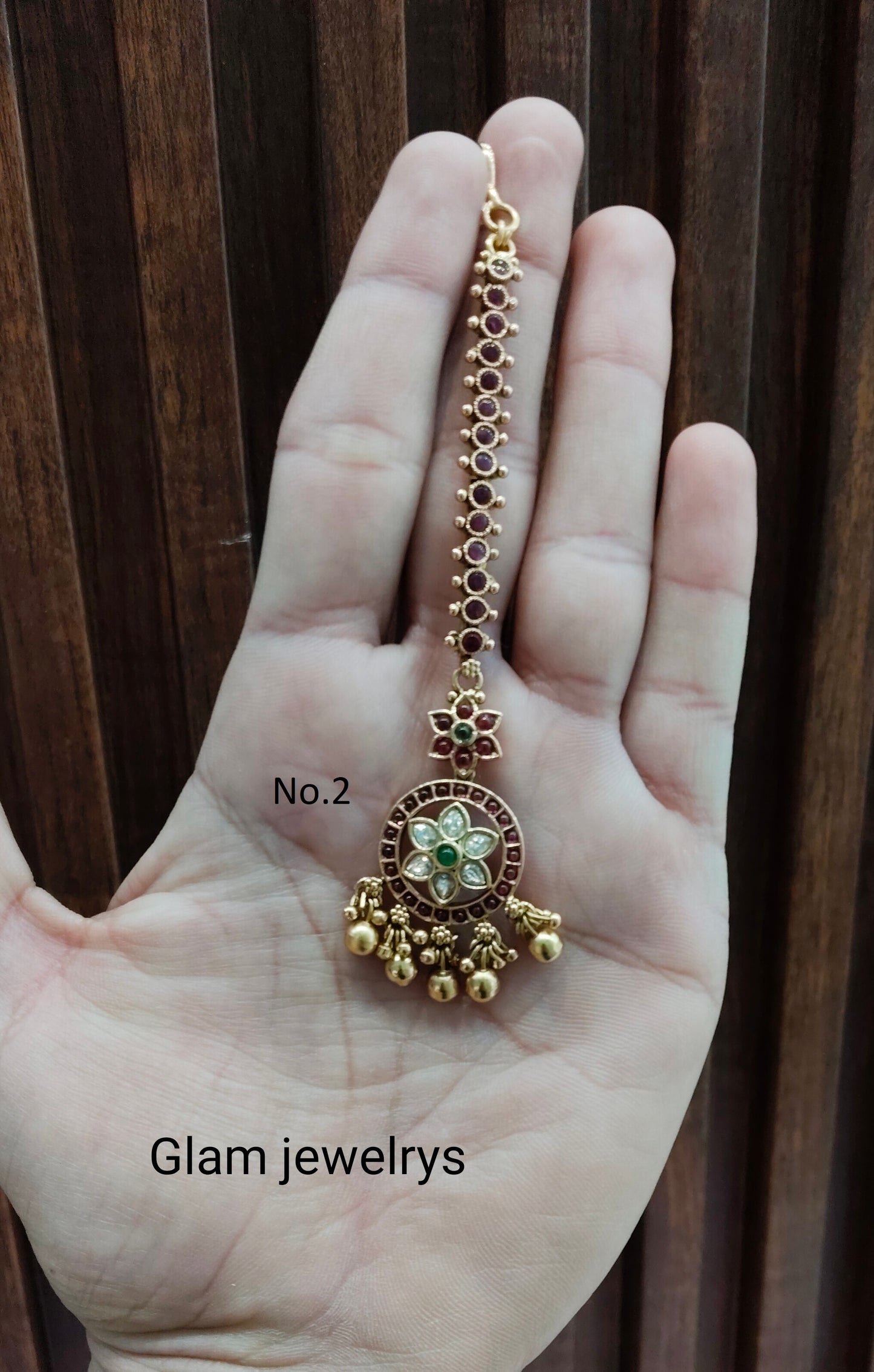 Gold polki Tikka Jewellery  Headpiece Gurpiar Set