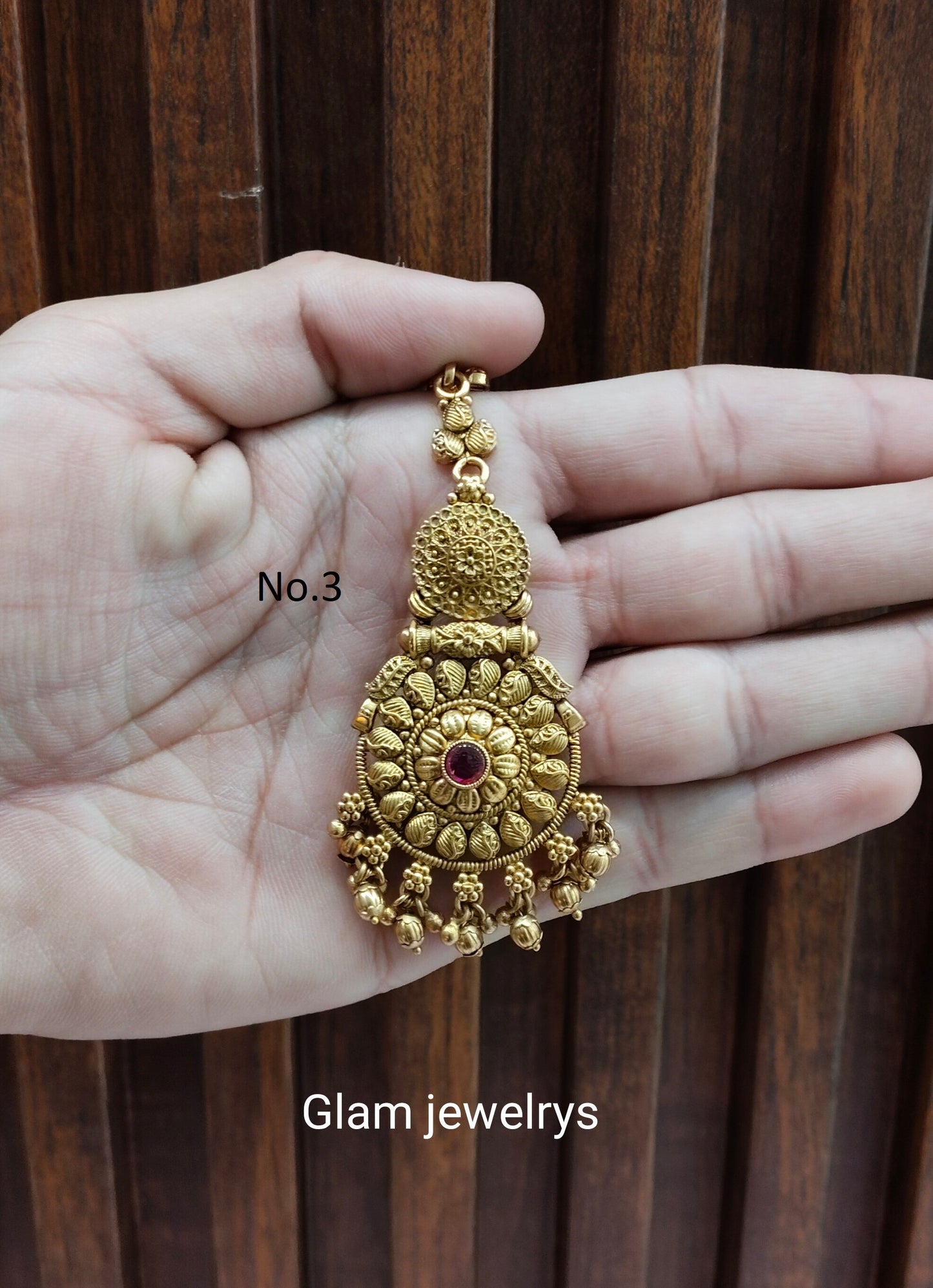 Gold polki Tikka Jewellery  Headpiece Gurpiar Set