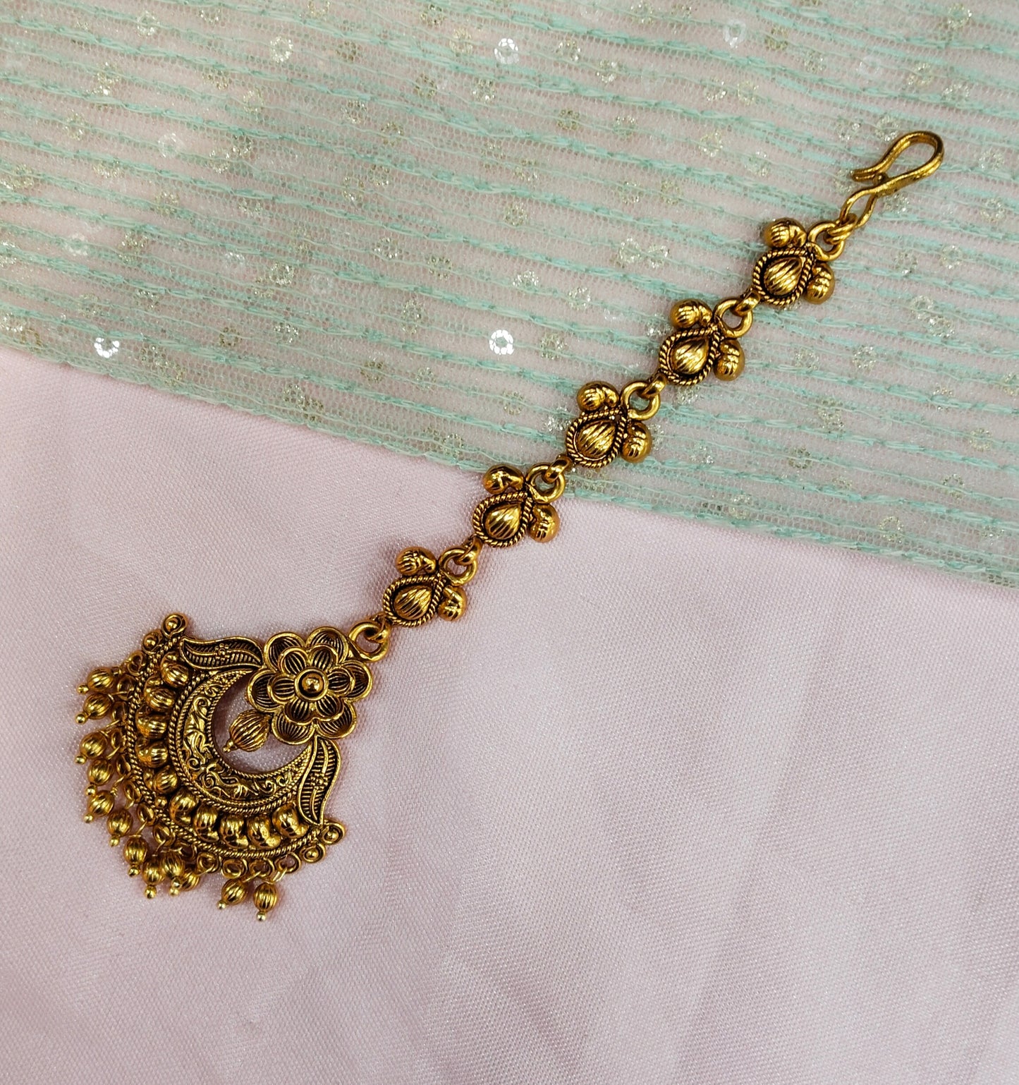 Gold polki Tikka Jewellery  Headpiece Gurpiar Set