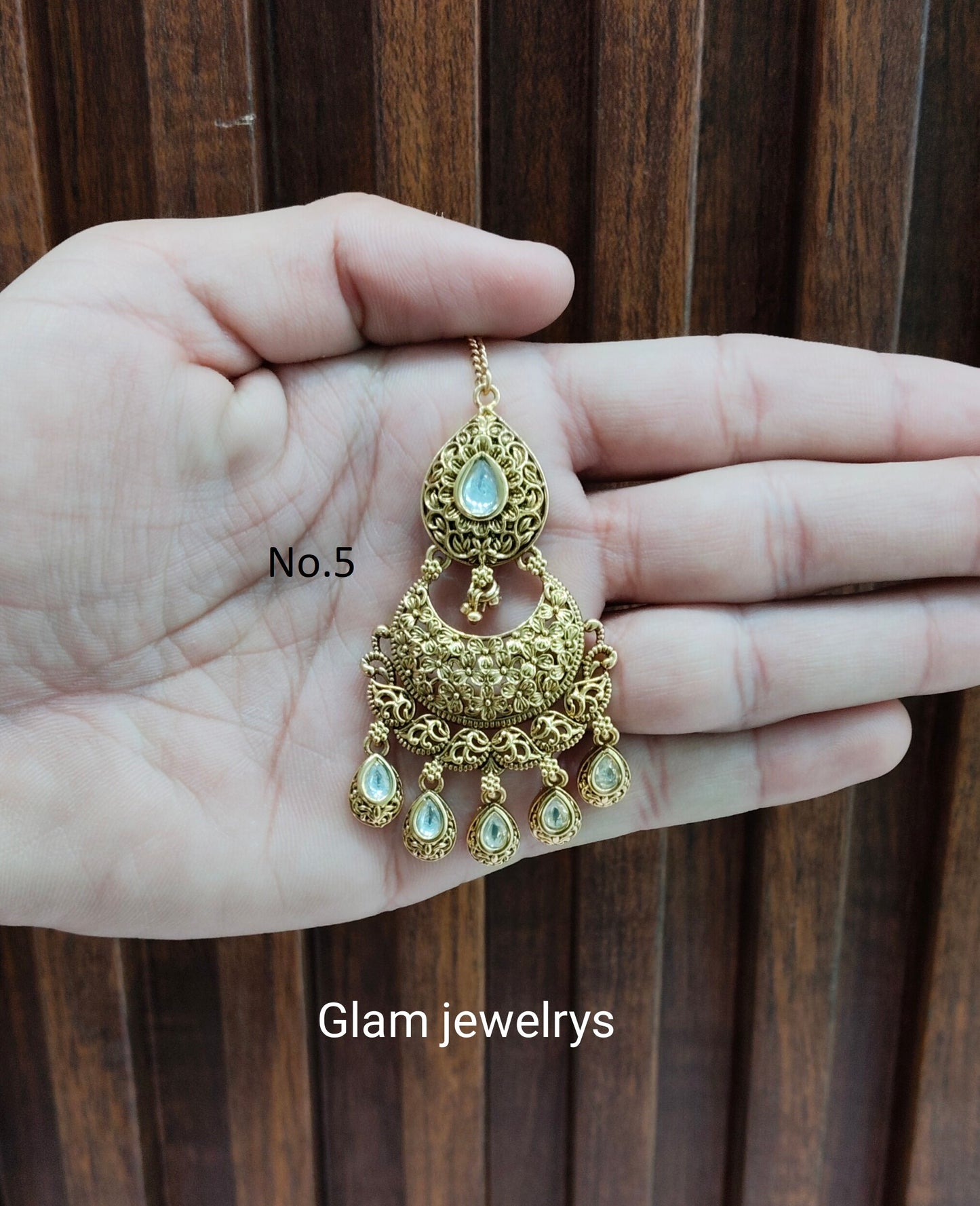Gold polki Tikka Jewellery  Headpiece Gurpiar Set
