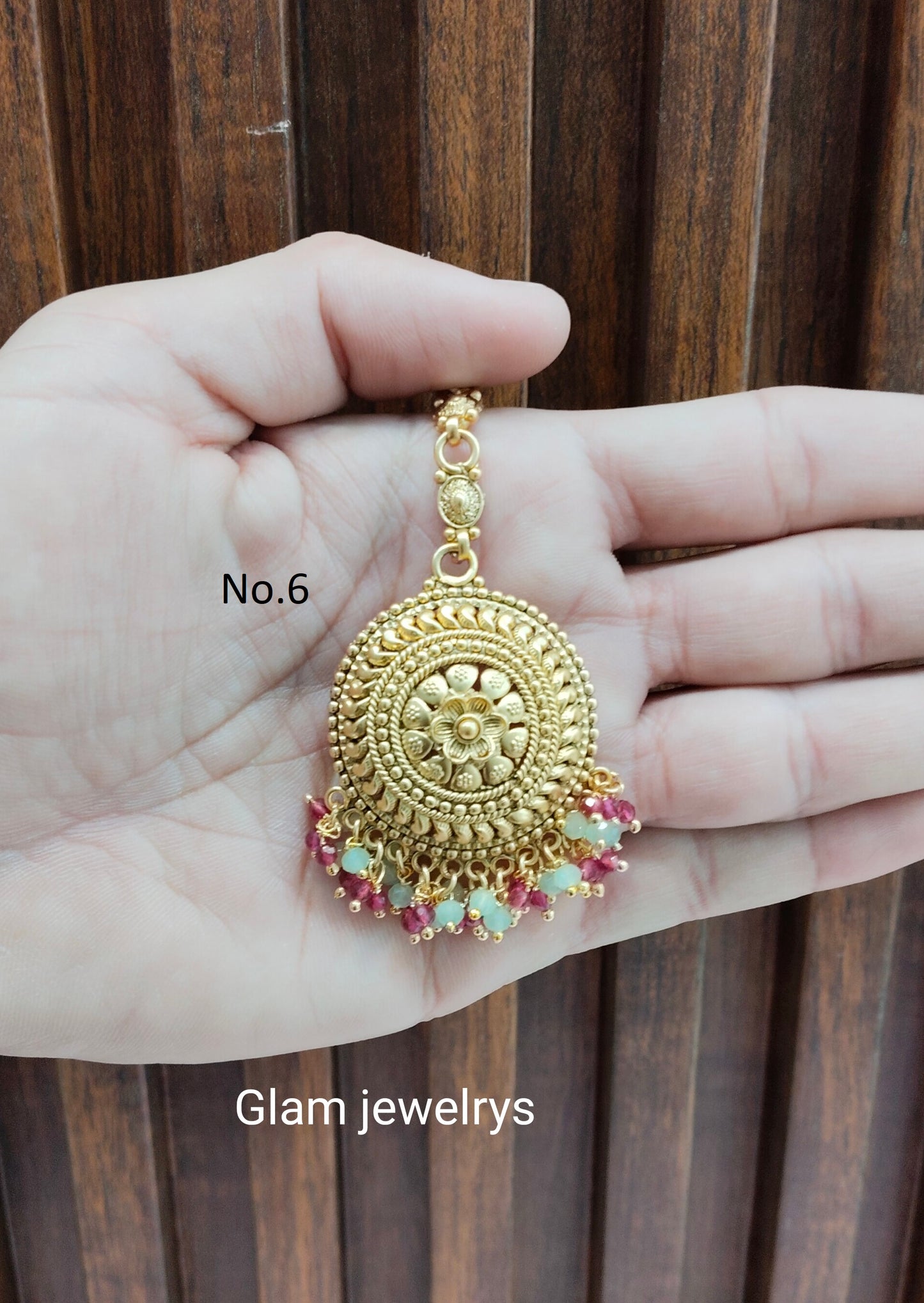 Gold polki Tikka Jewellery  Headpiece Gurpiar Set