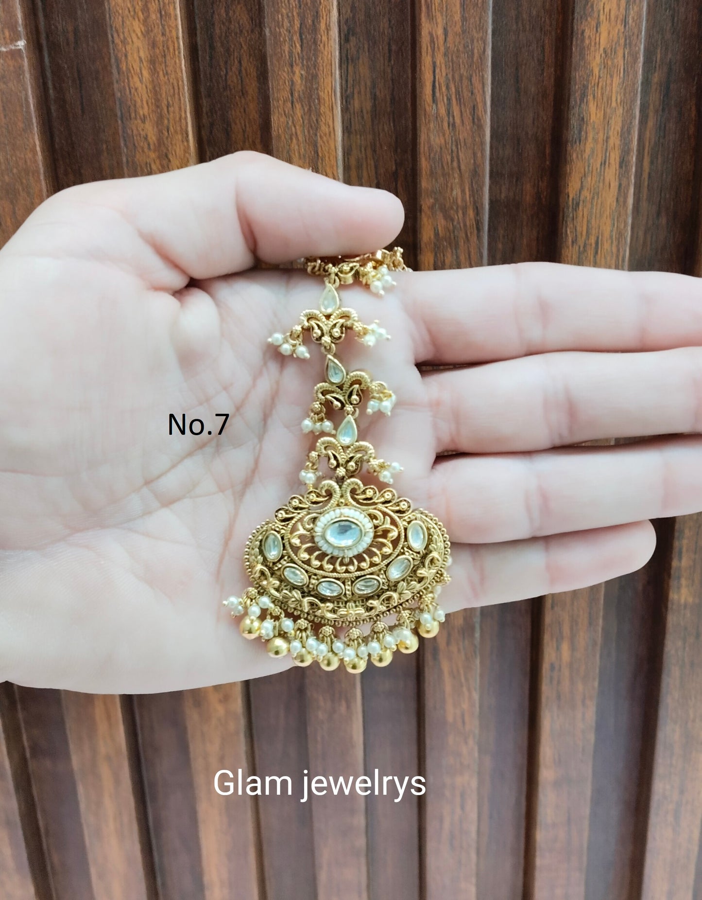 Gold polki Tikka Jewellery  Headpiece Gurpiar Set