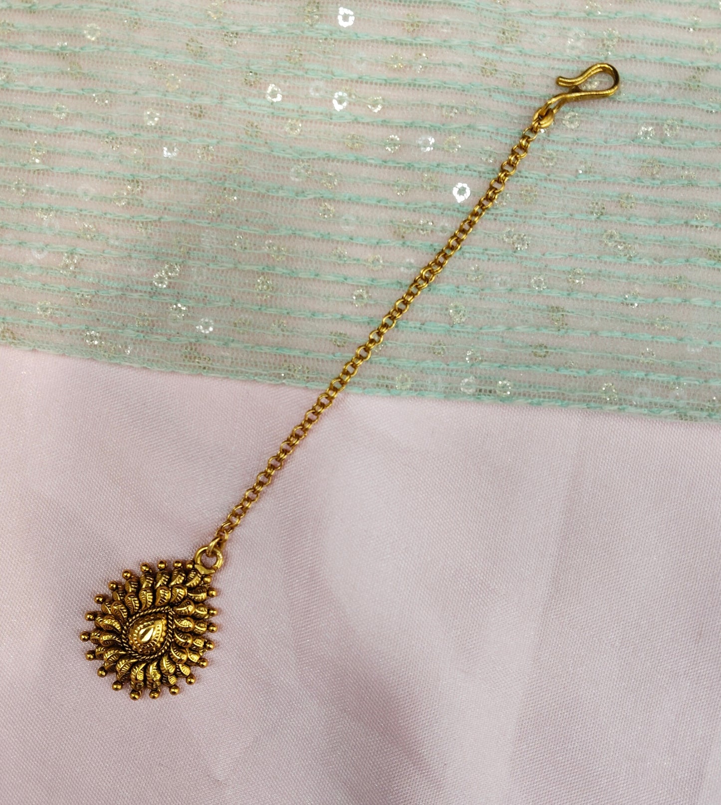Gold polki Tikka Jewellery  Headpiece Gurpiar Set