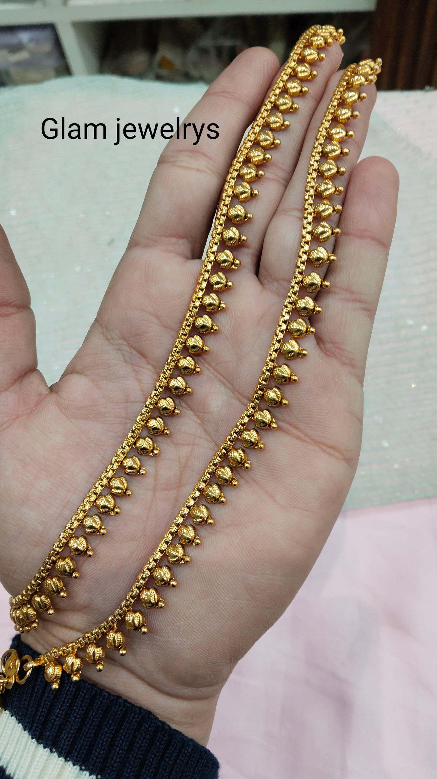 Gold Polki Anklets Jhanjar Payal Indian Jewellery Prince Set