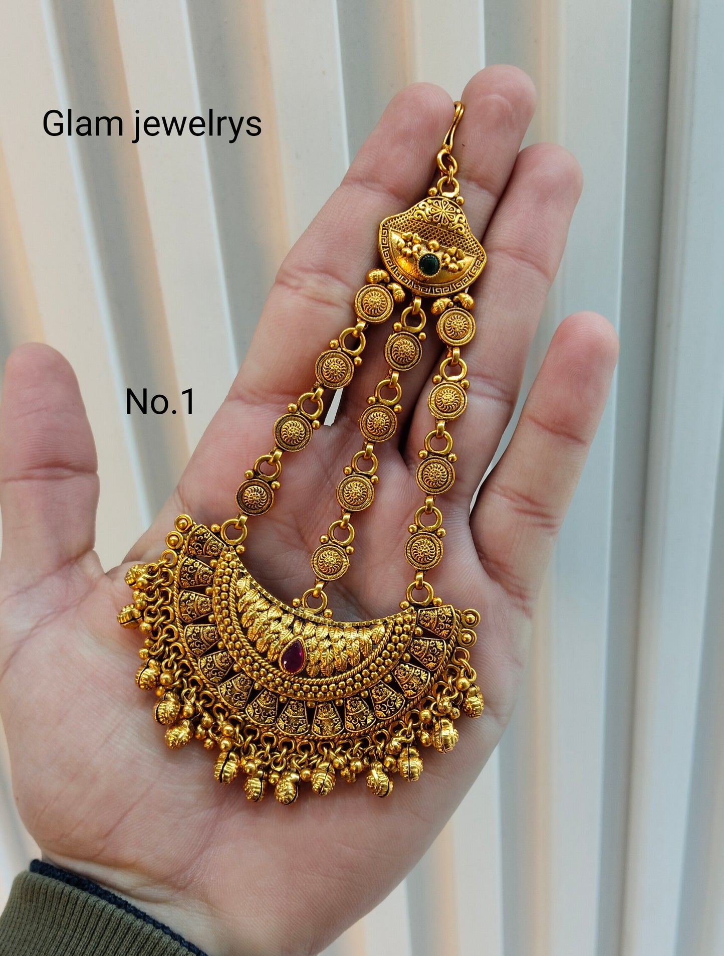 Gold Jhumar Headpassa Bridal Passa/Pakistani side Headpiece
