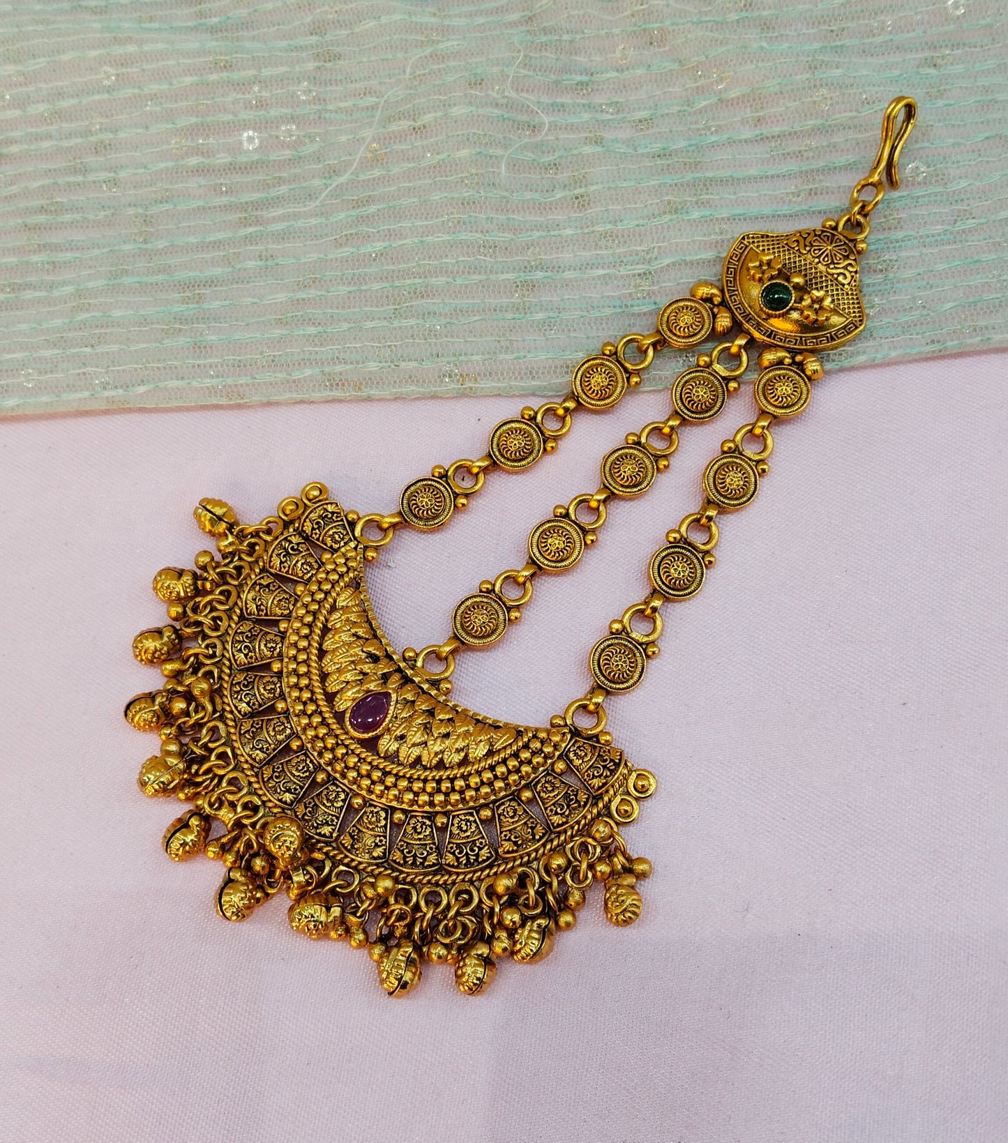 Gold Jhumar Headpassa Bridal Passa/Pakistani side Headpiece