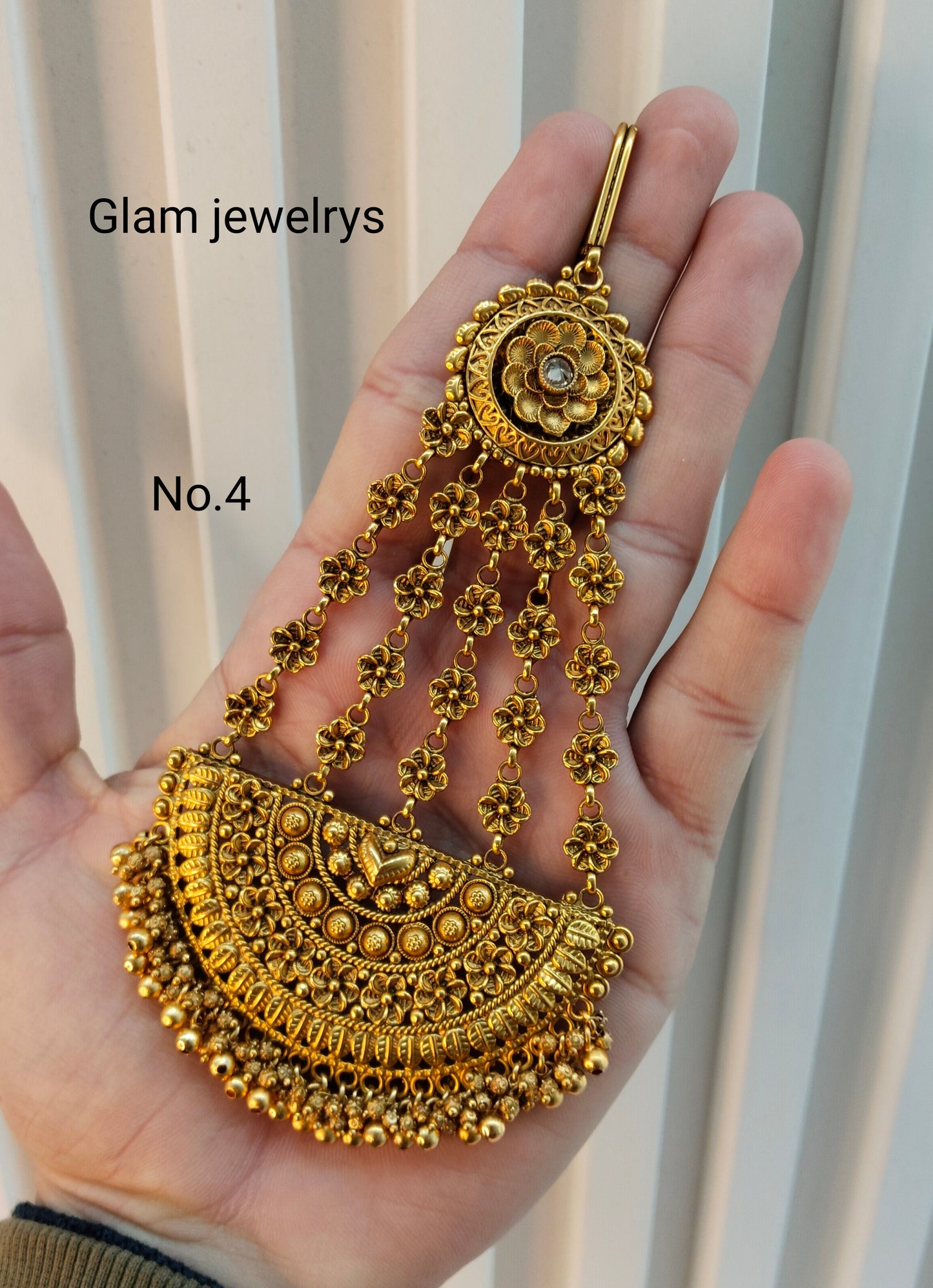 Gold Jhumar Headpassa Bridal Passa/Pakistani side Headpiece