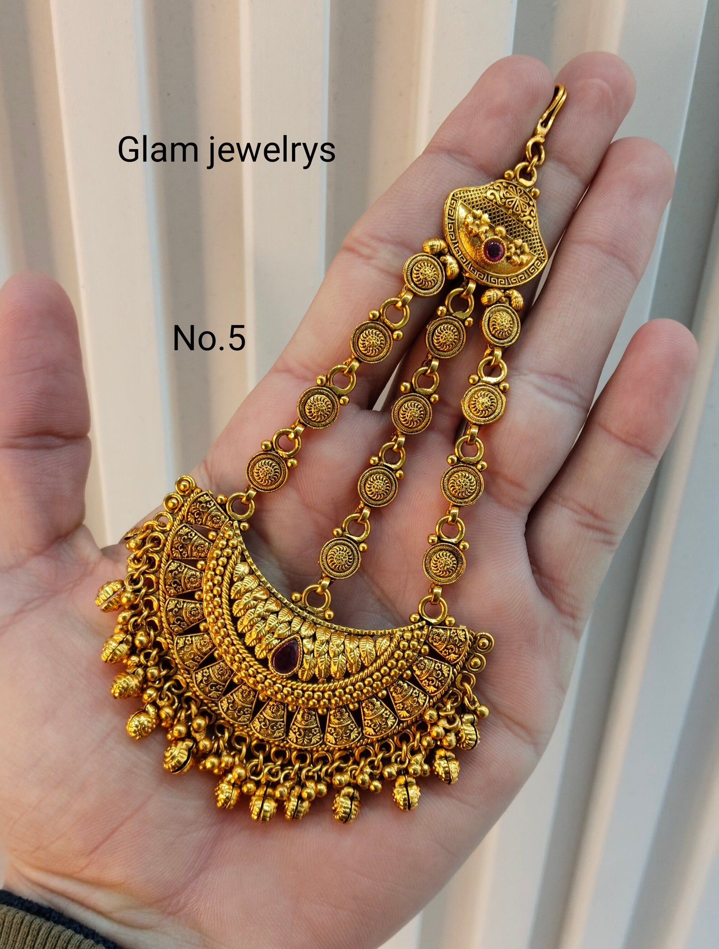 Gold Jhumar Headpassa Bridal Passa/Pakistani side Headpiece