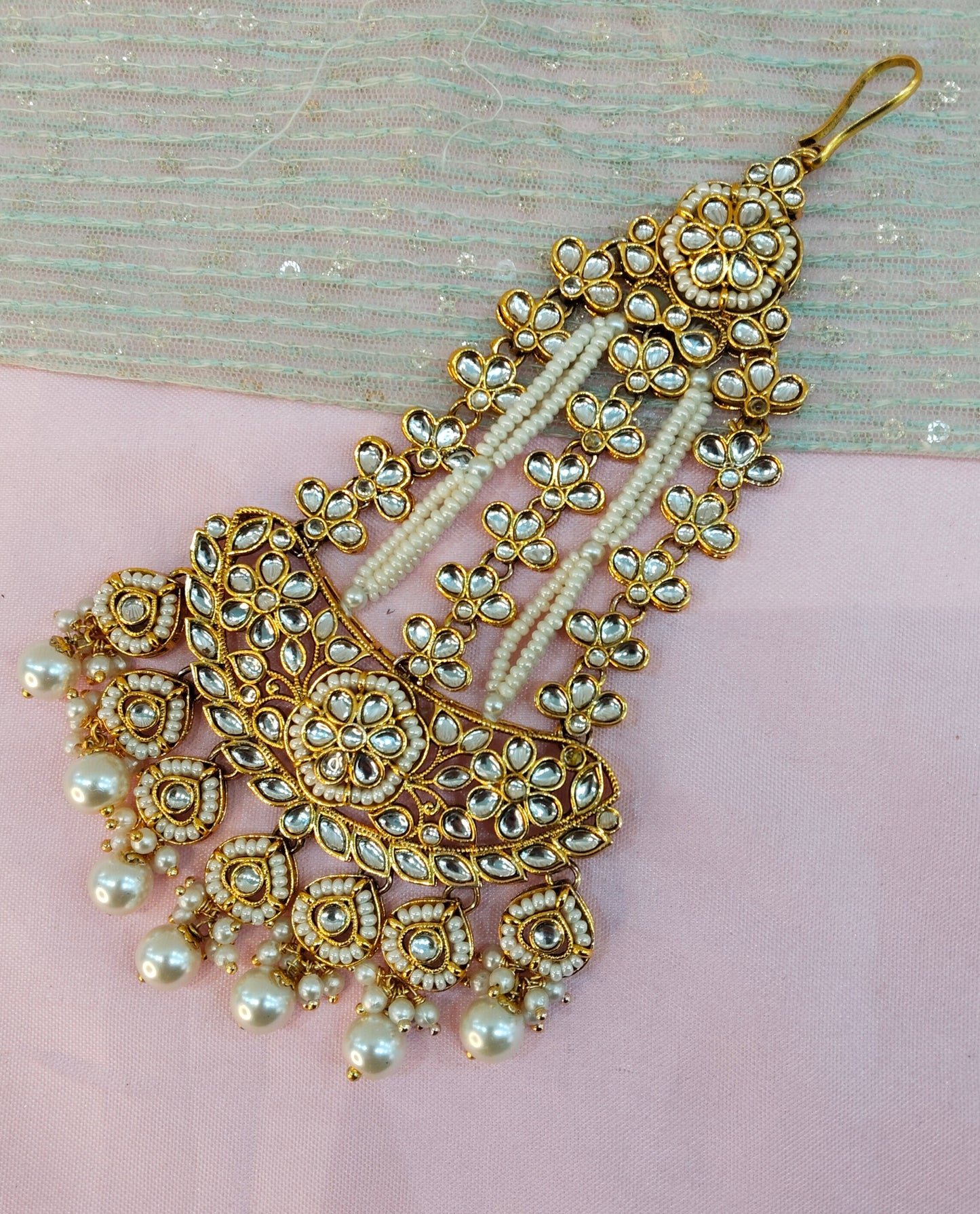 Kundan Jhumar Headpassa Bridal Passa/Pakistani side Headpiece