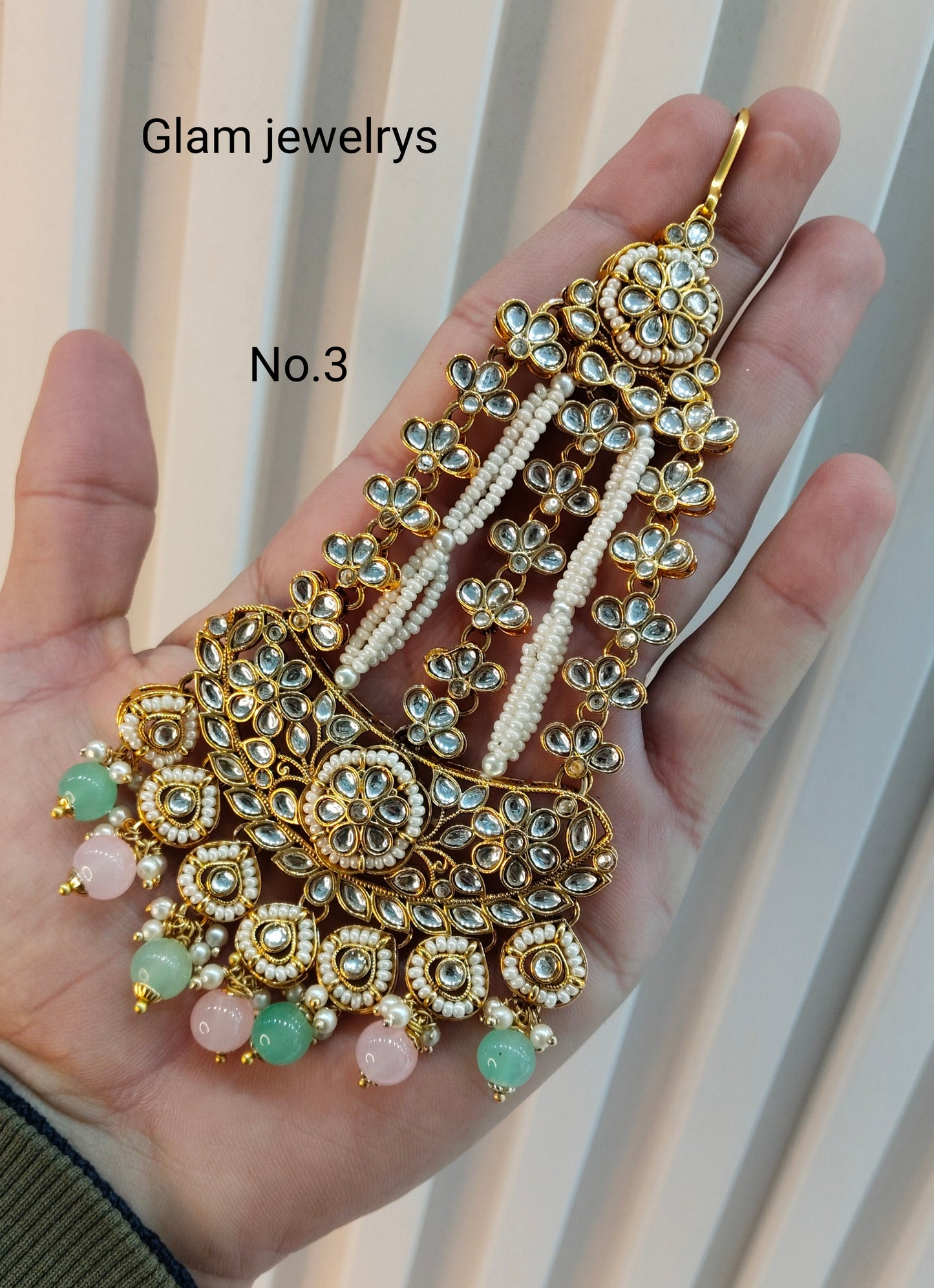 Kundan Jhumar Headpassa Bridal Passa/Pakistani side Headpiece