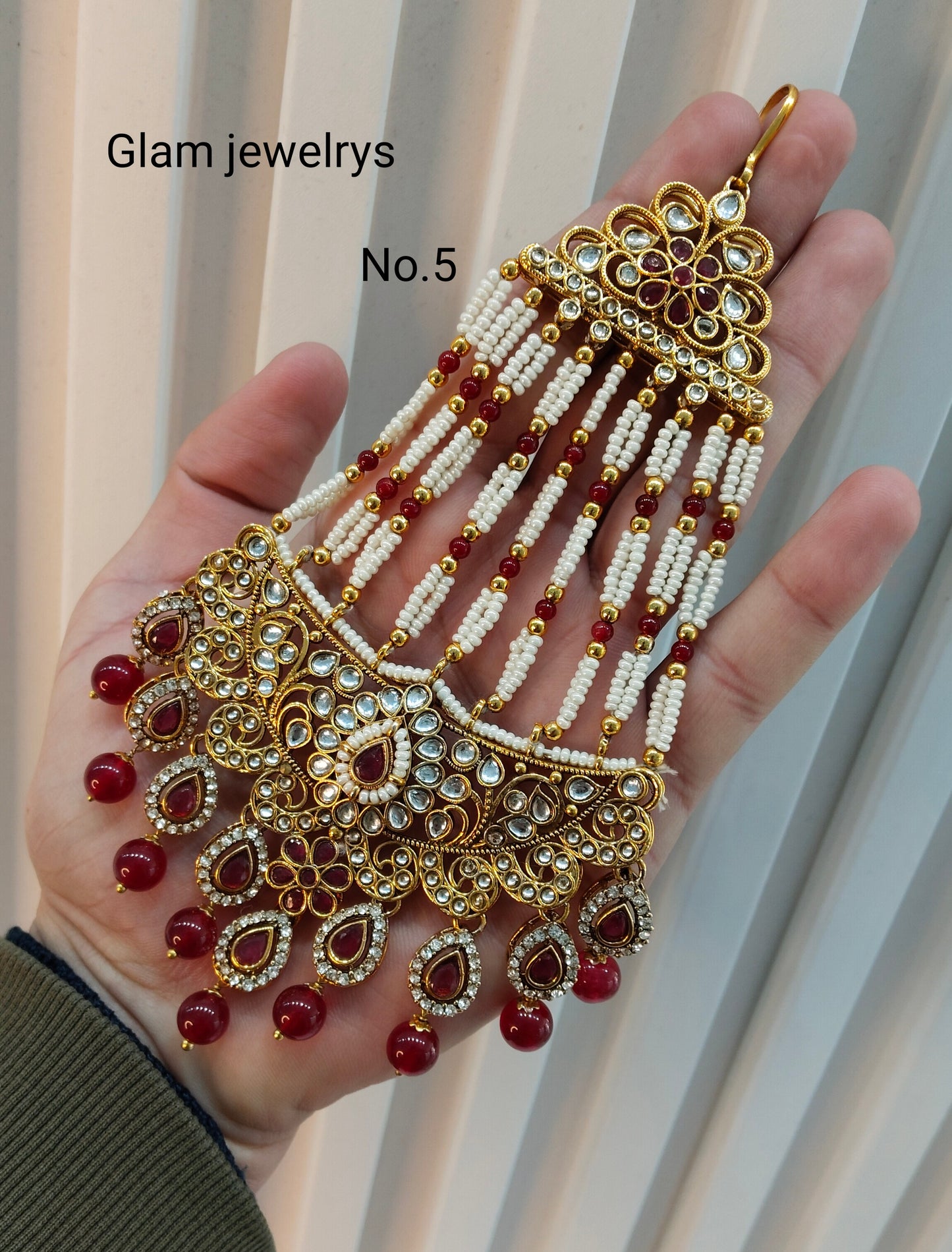 Kundan Jhumar Headpassa Bridal Passa/Pakistani side Headpiece
