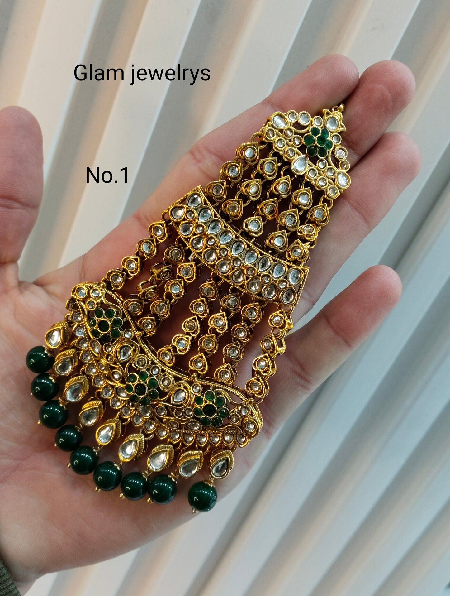 Kundan Jhumar Headpassa Bridal Passa/Pakistani side Headpiece
