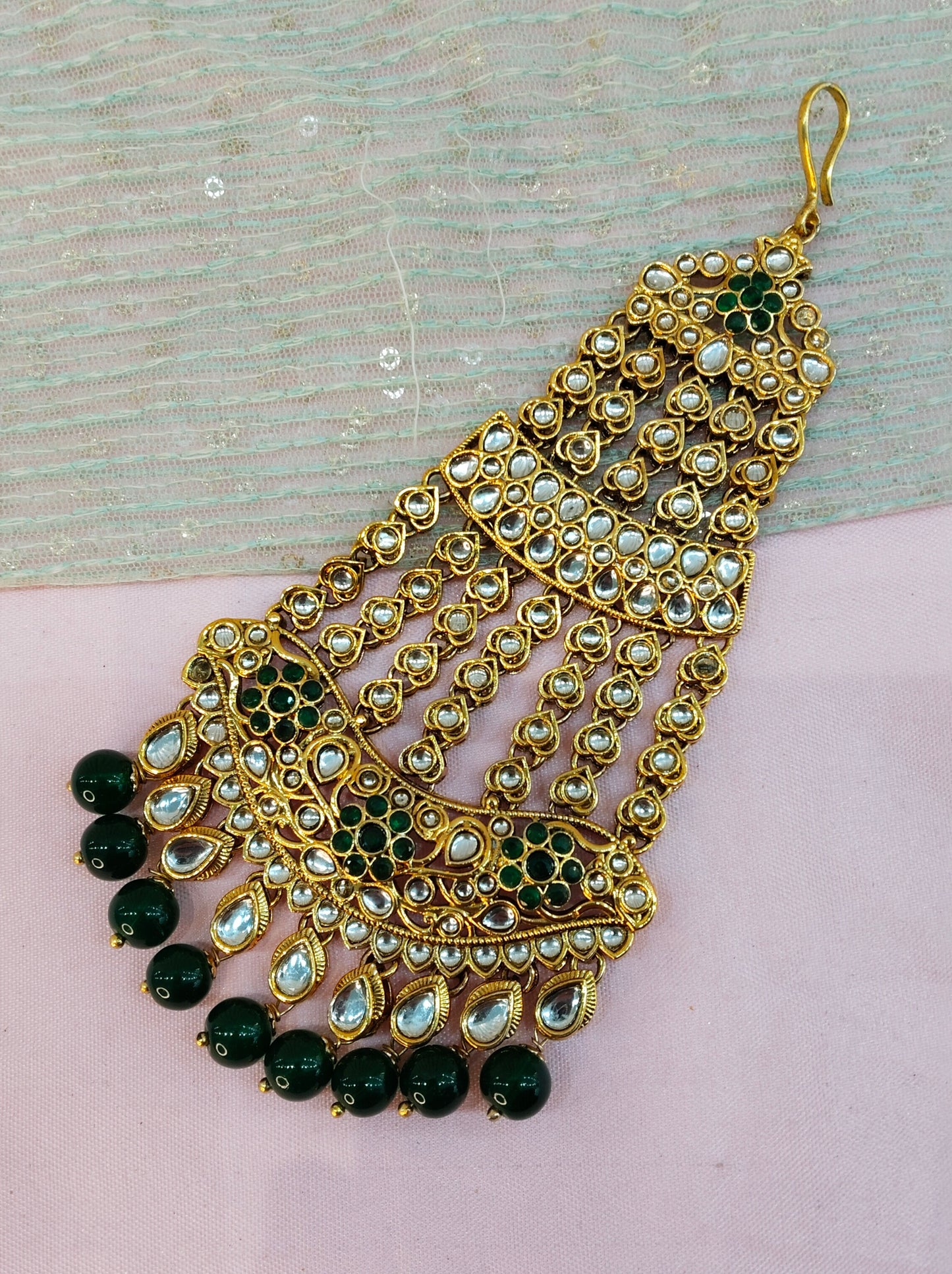 Kundan Jhumar Headpassa Bridal Passa/Pakistani side Headpiece