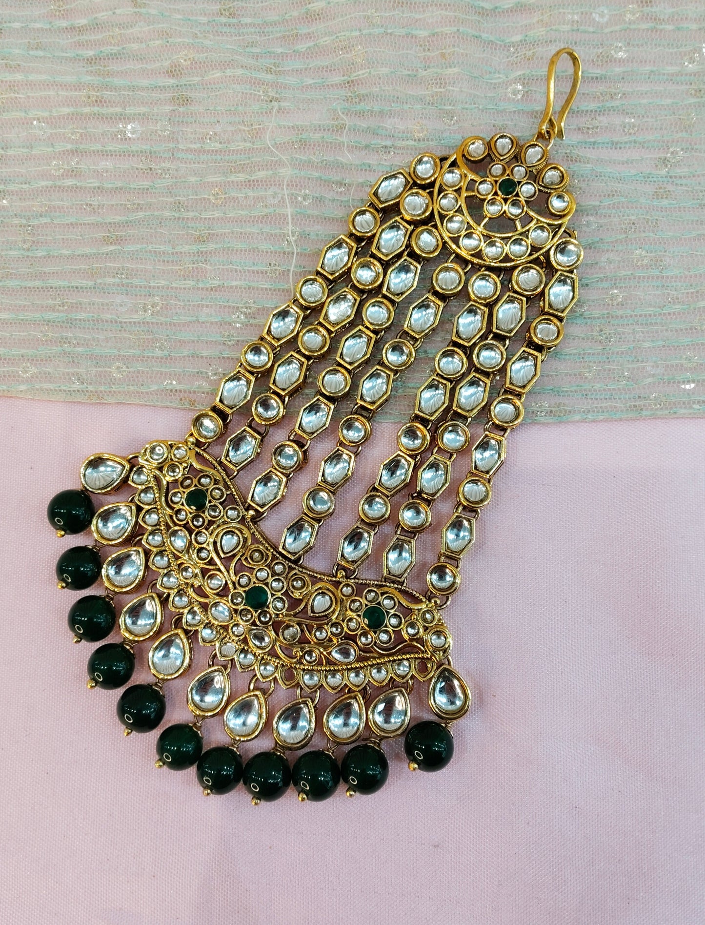 Kundan Jhumar Headpassa Bridal Passa/Pakistani side Headpiece