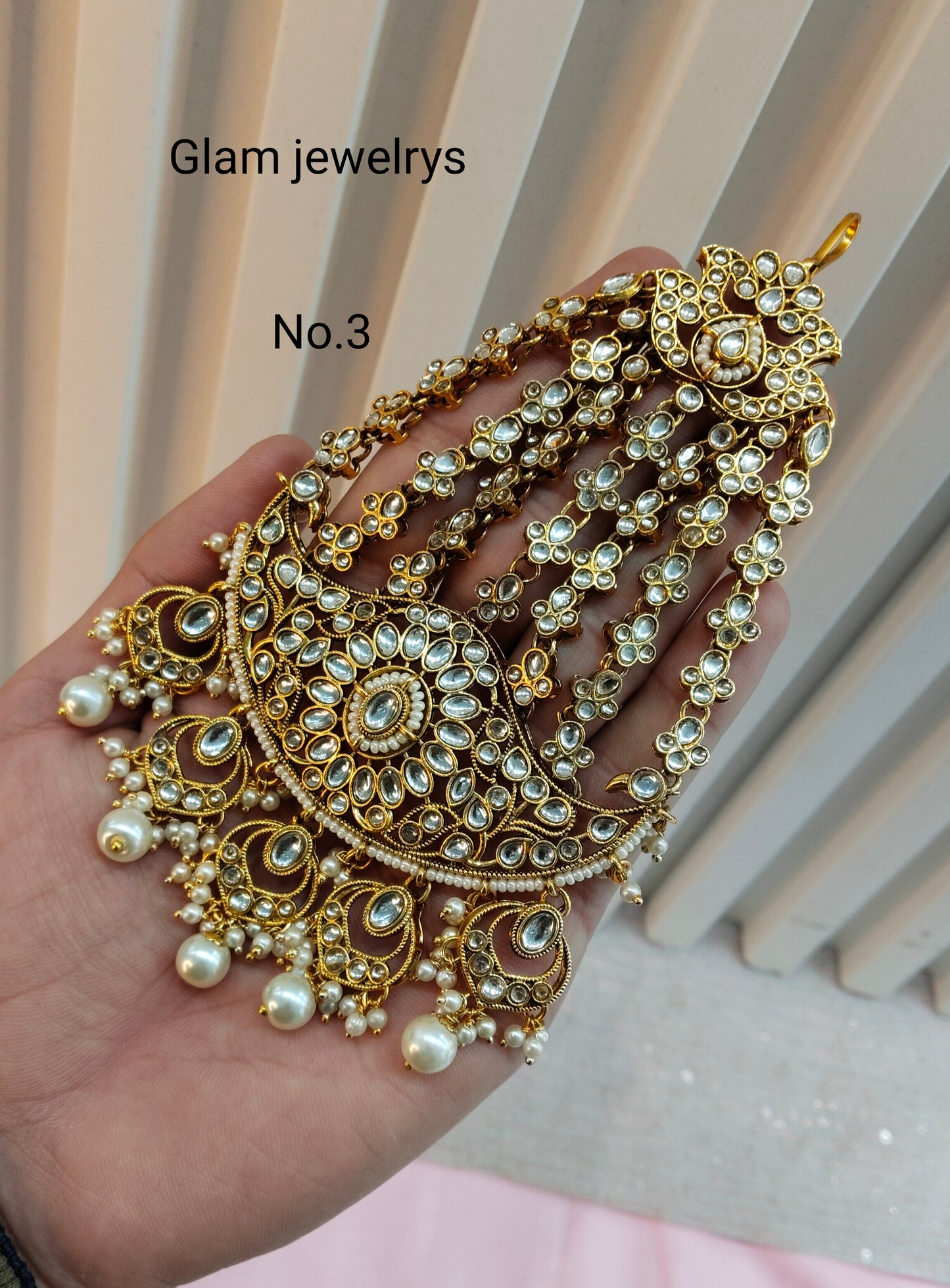 Kundan Jhumar Headpassa Bridal Passa/Pakistani side Headpiece