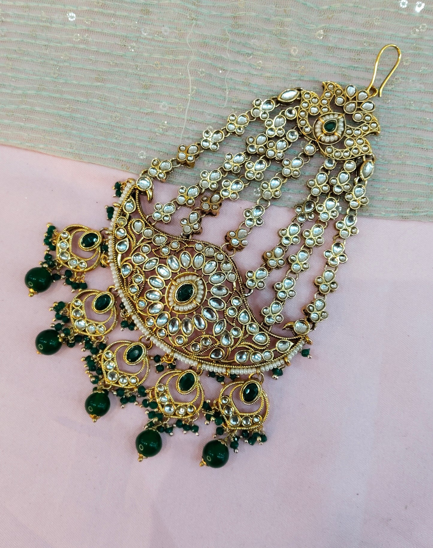 Kundan Jhumar Headpassa Bridal Passa/Pakistani side Headpiece