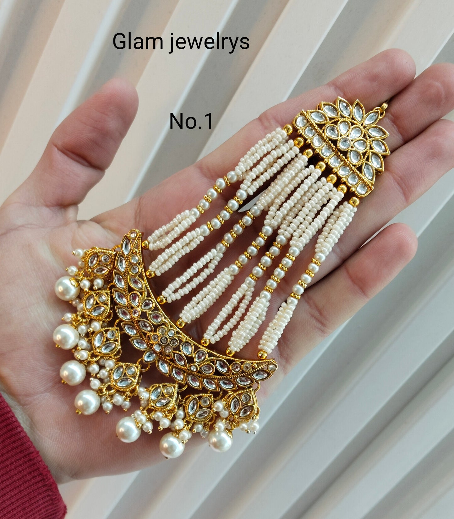 Kundan Jhumar Headpassa Bridal Passa/Pakistani side Headpiece