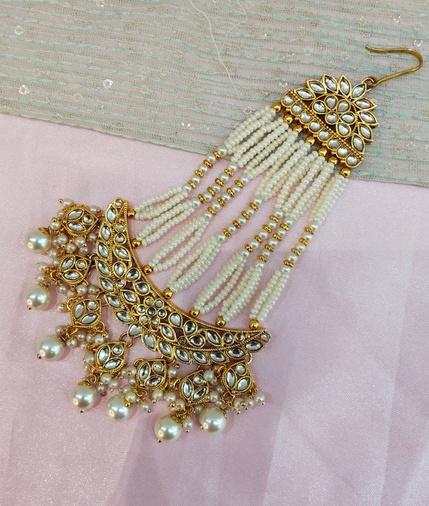 Kundan Jhumar Headpassa Bridal Passa/Pakistani side Headpiece