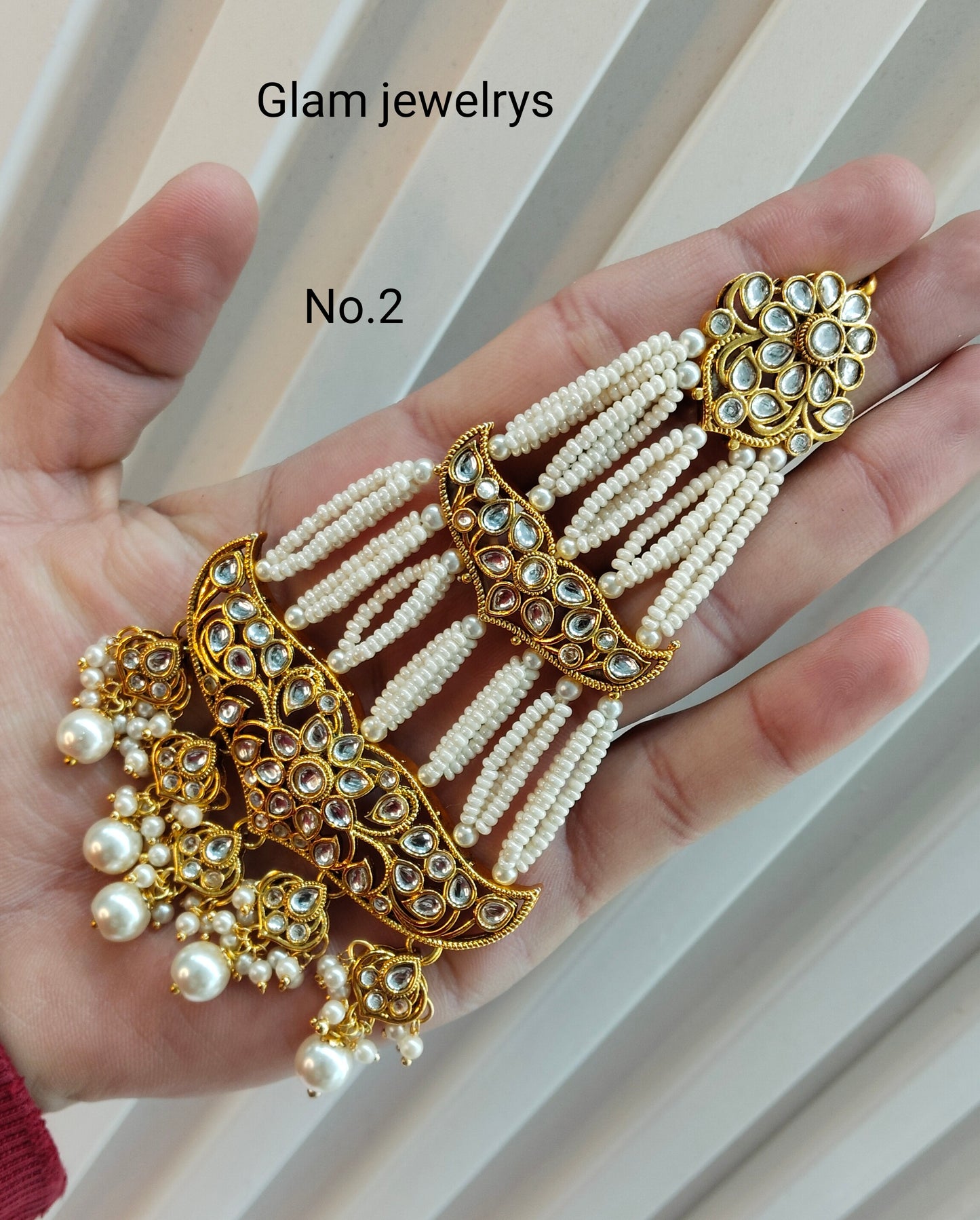 Kundan Jhumar Headpassa Bridal Passa/Pakistani side Headpiece