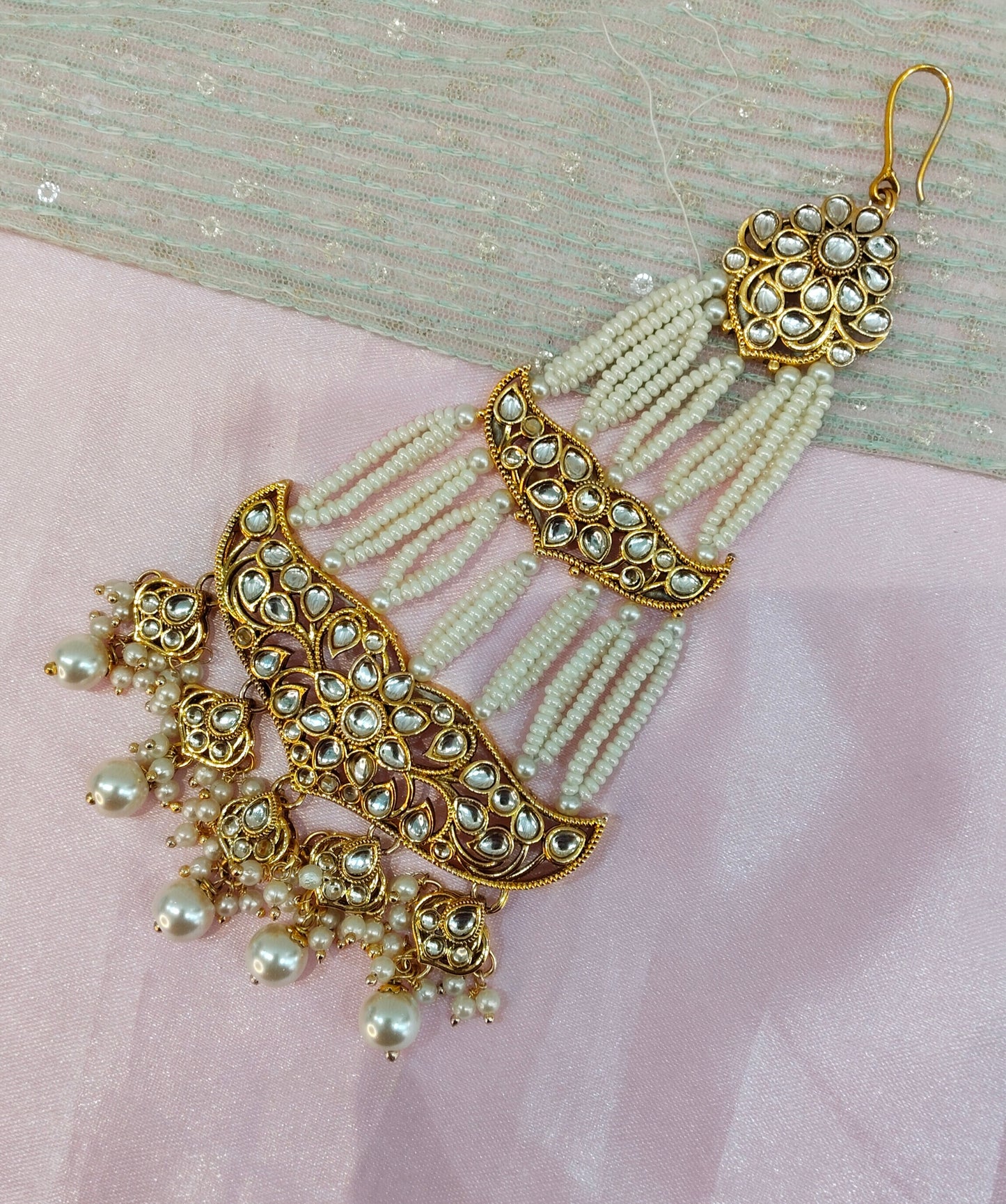Kundan Jhumar Headpassa Bridal Passa/Pakistani side Headpiece