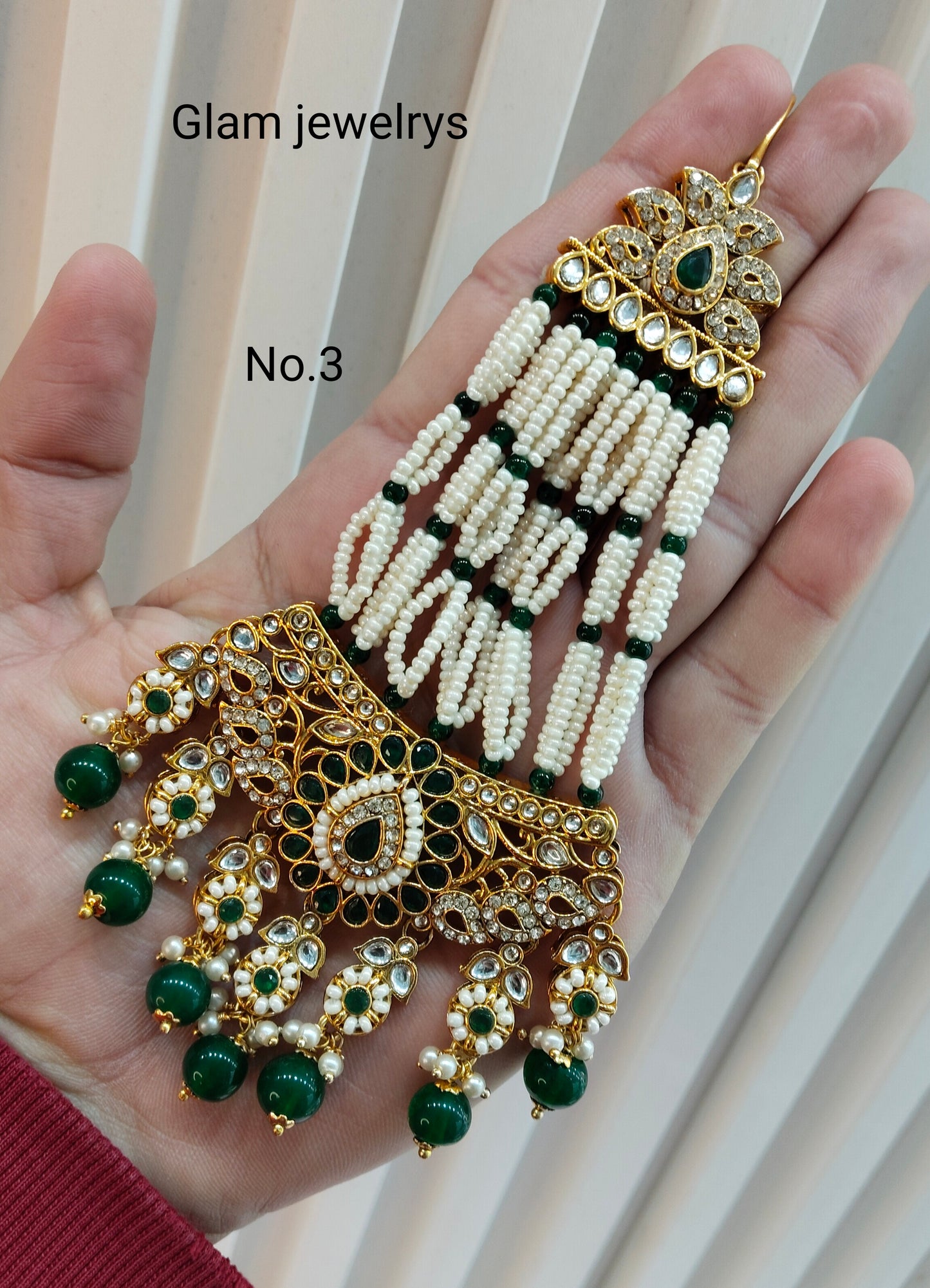 Kundan Jhumar Headpassa Bridal Passa/Pakistani side Headpiece