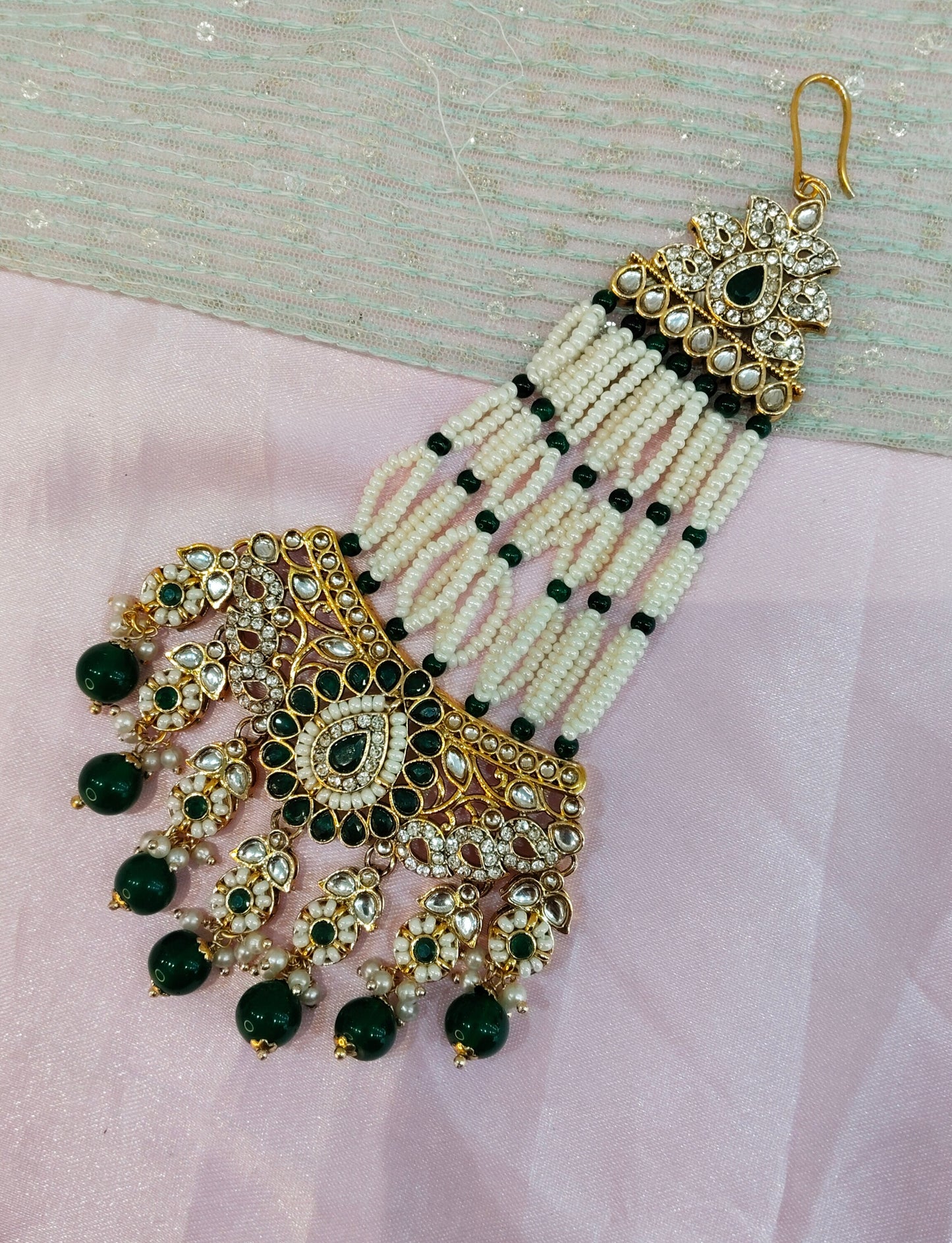 Kundan Jhumar Headpassa Bridal Passa/Pakistani side Headpiece