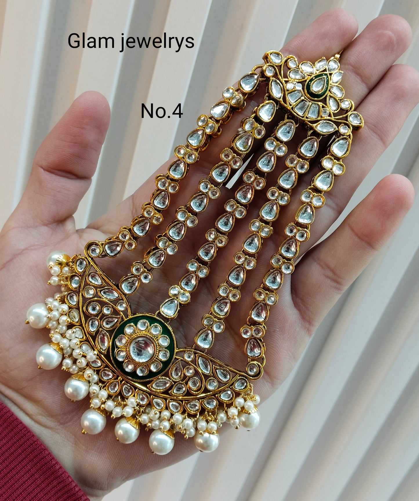 Kundan Jhumar Headpassa Bridal Passa/Pakistani side Headpiece