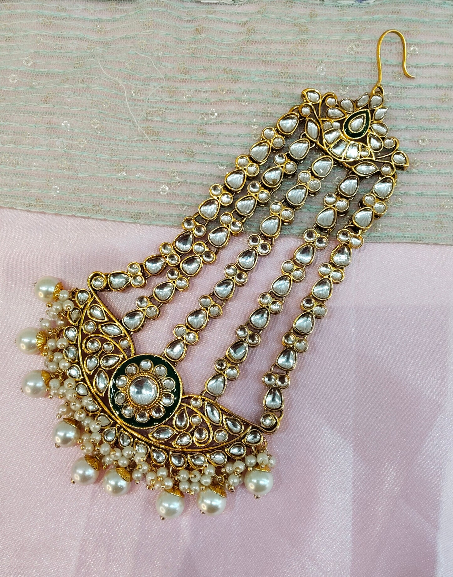 Kundan Jhumar Headpassa Bridal Passa/Pakistani side Headpiece