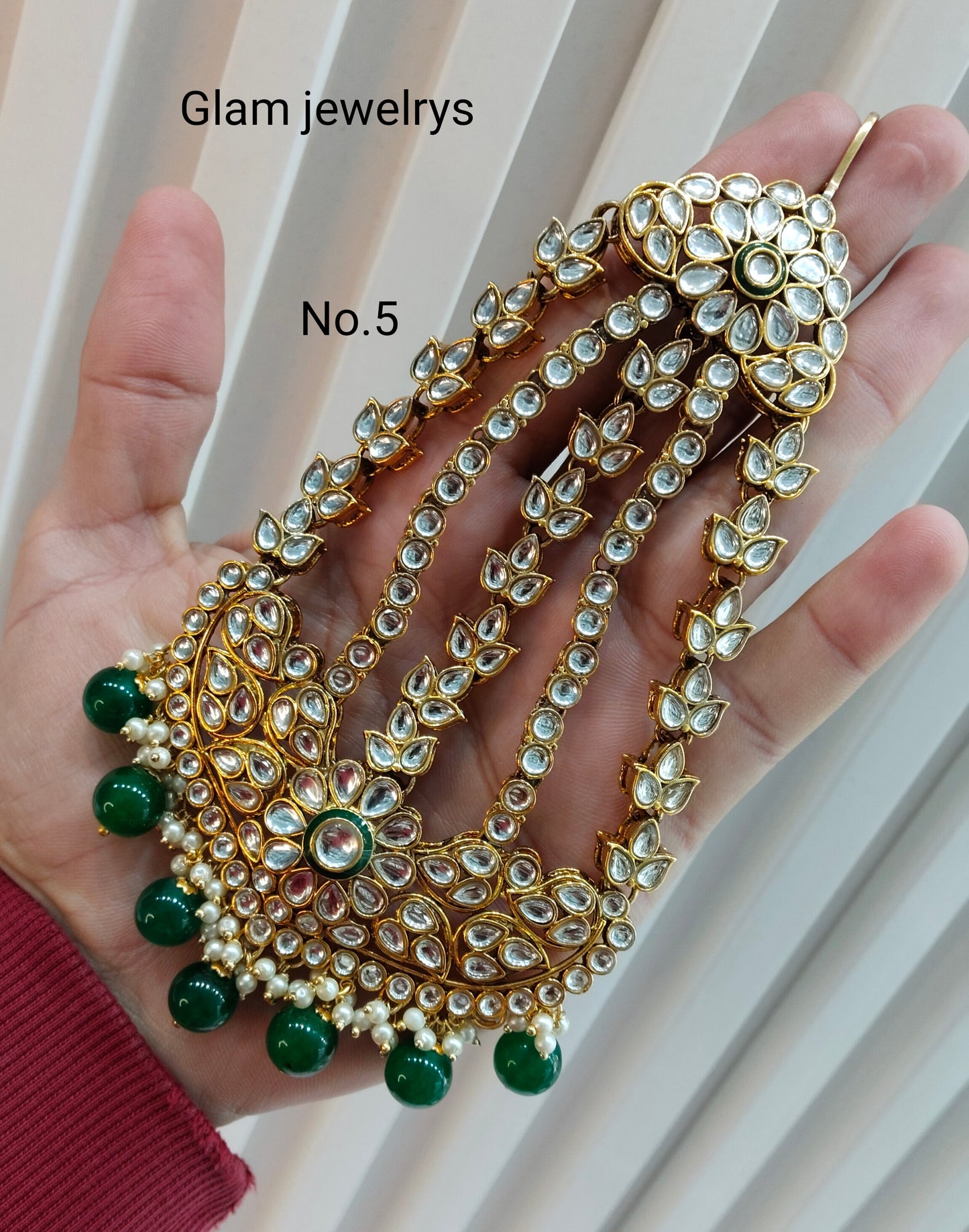 Kundan Jhumar Headpassa Bridal Passa/Pakistani side Headpiece