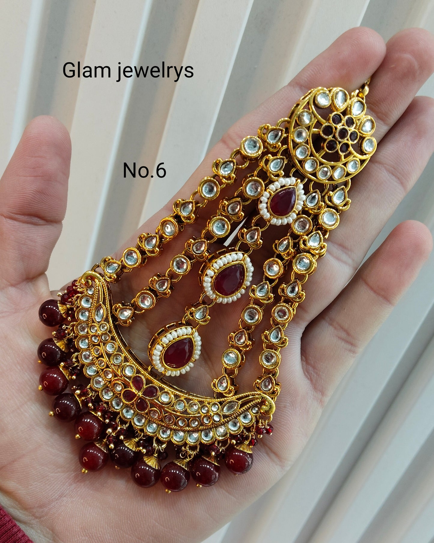 Kundan Jhumar Headpassa Bridal Passa/Pakistani side Headpiece