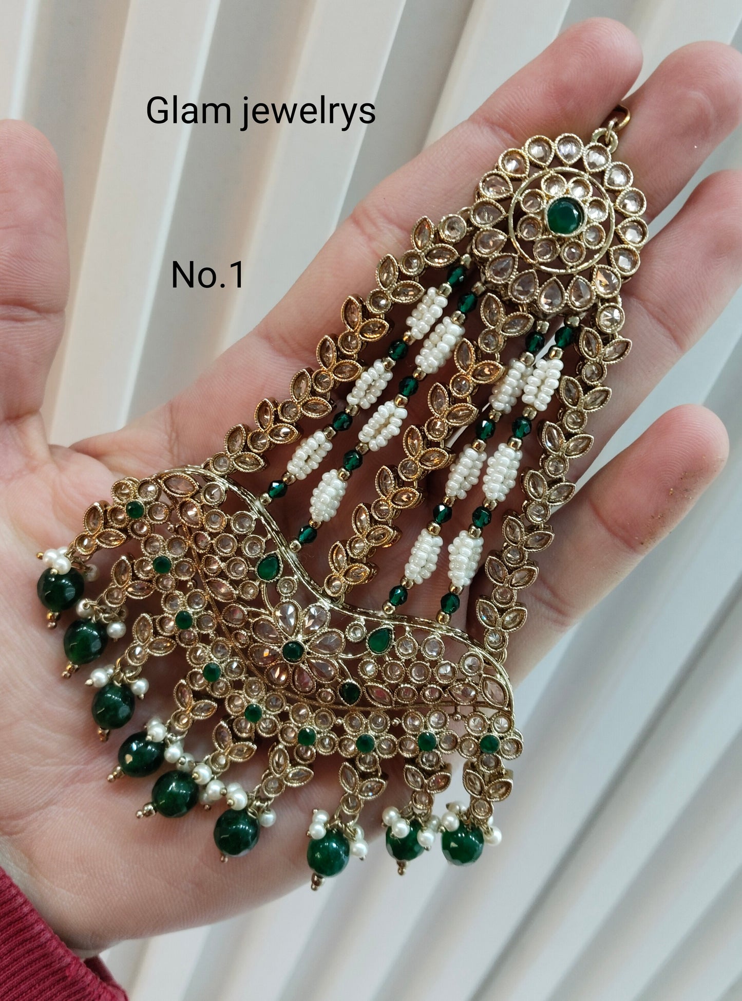 Champagne Stone Jhumar Headpassa Bridal Passa/Pakistani side Headpiece