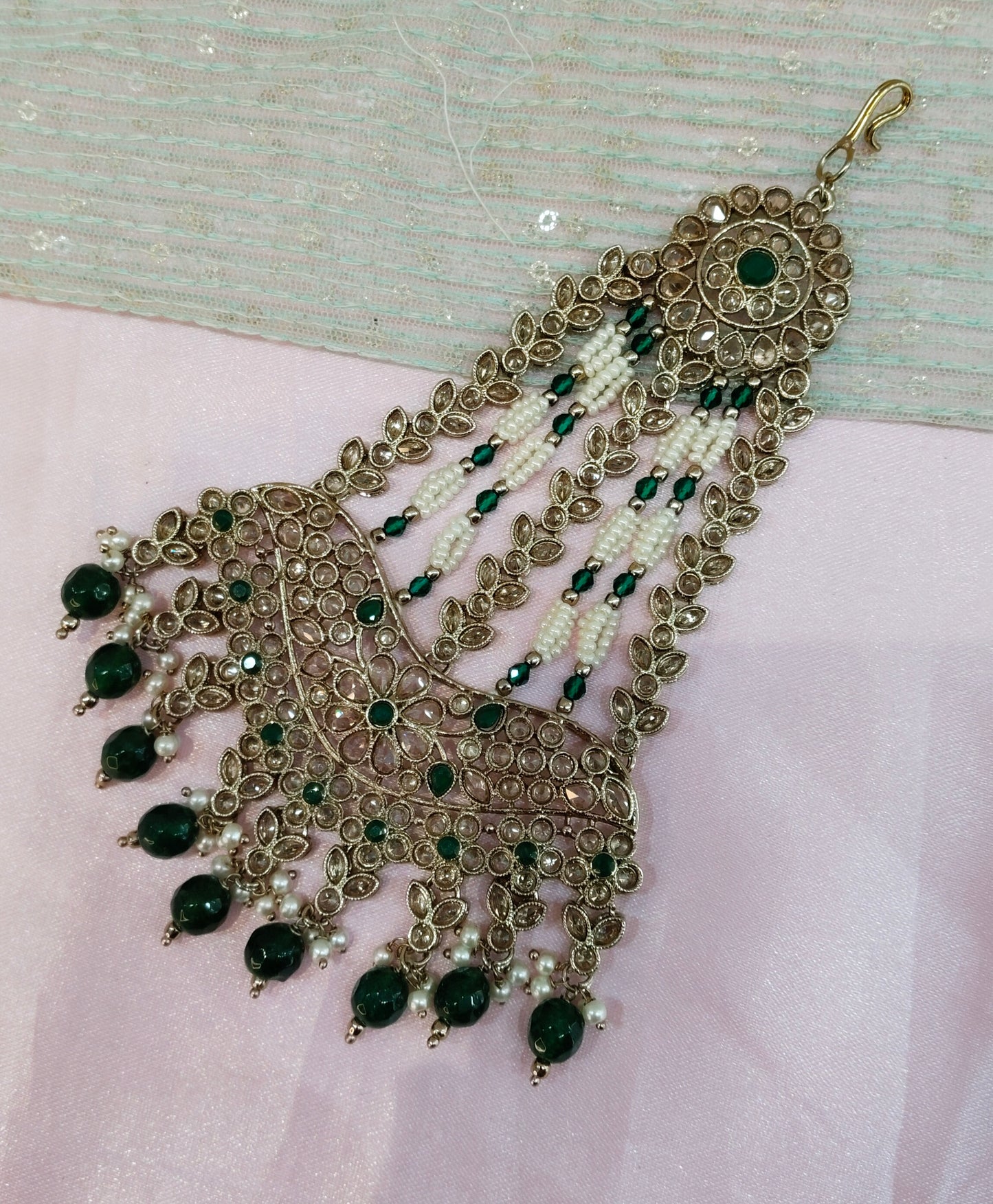 Champagne Stone Jhumar Headpassa Bridal Passa/Pakistani side Headpiece