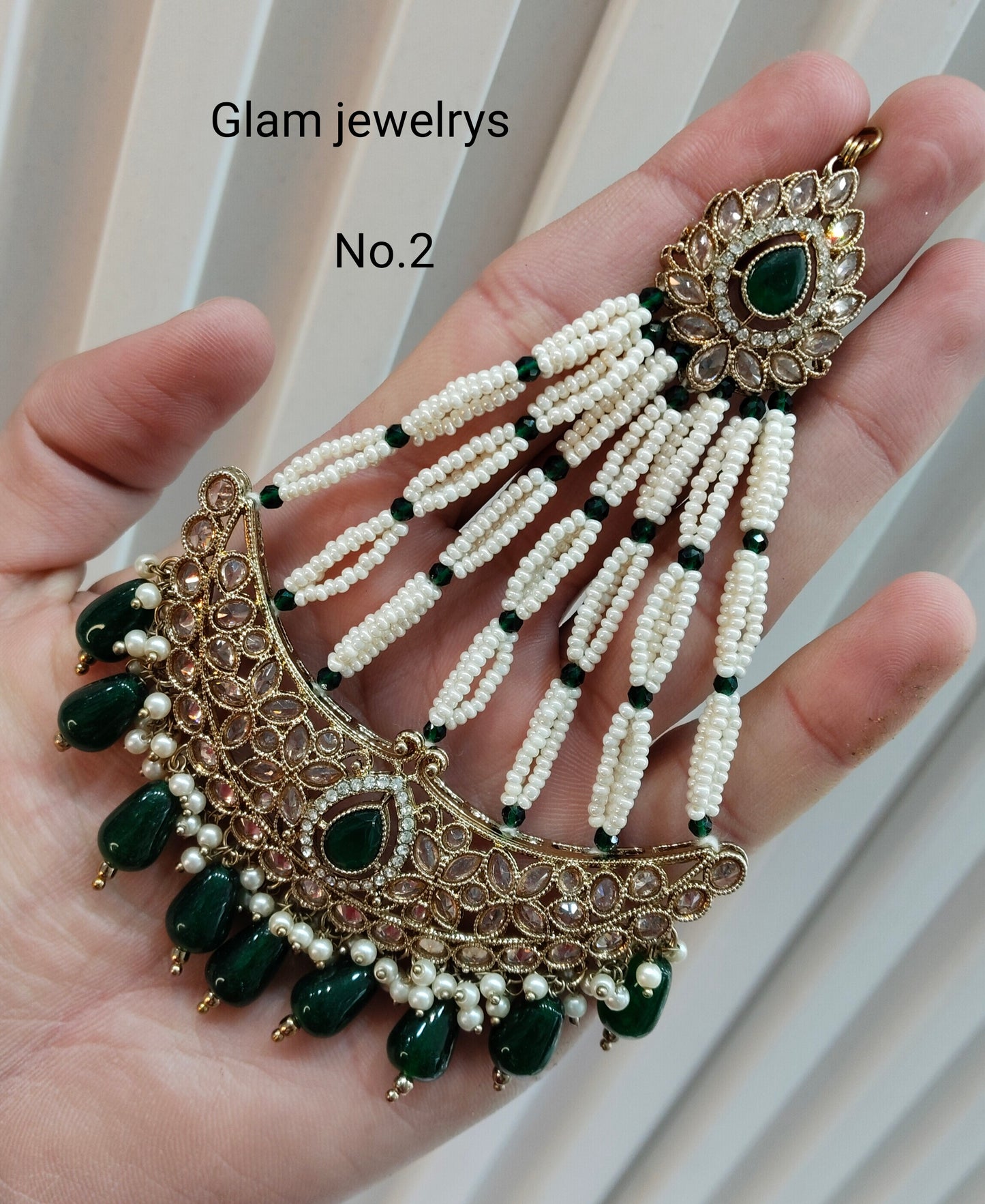 Champagne Stone Jhumar Headpassa Bridal Passa/Pakistani side Headpiece